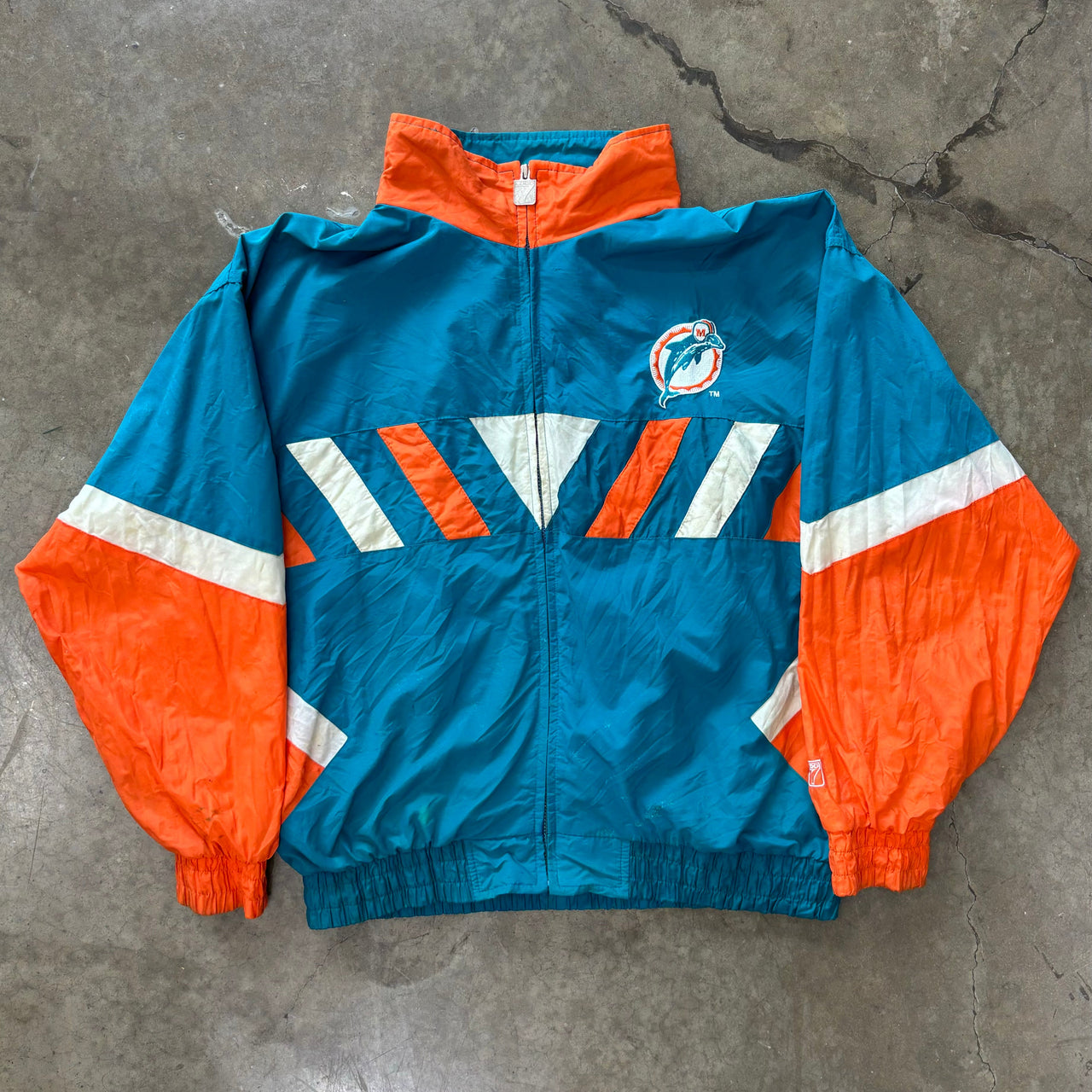 Vintage NFL Game Day Miami Dolphins Logo 7 Windbreaker XL