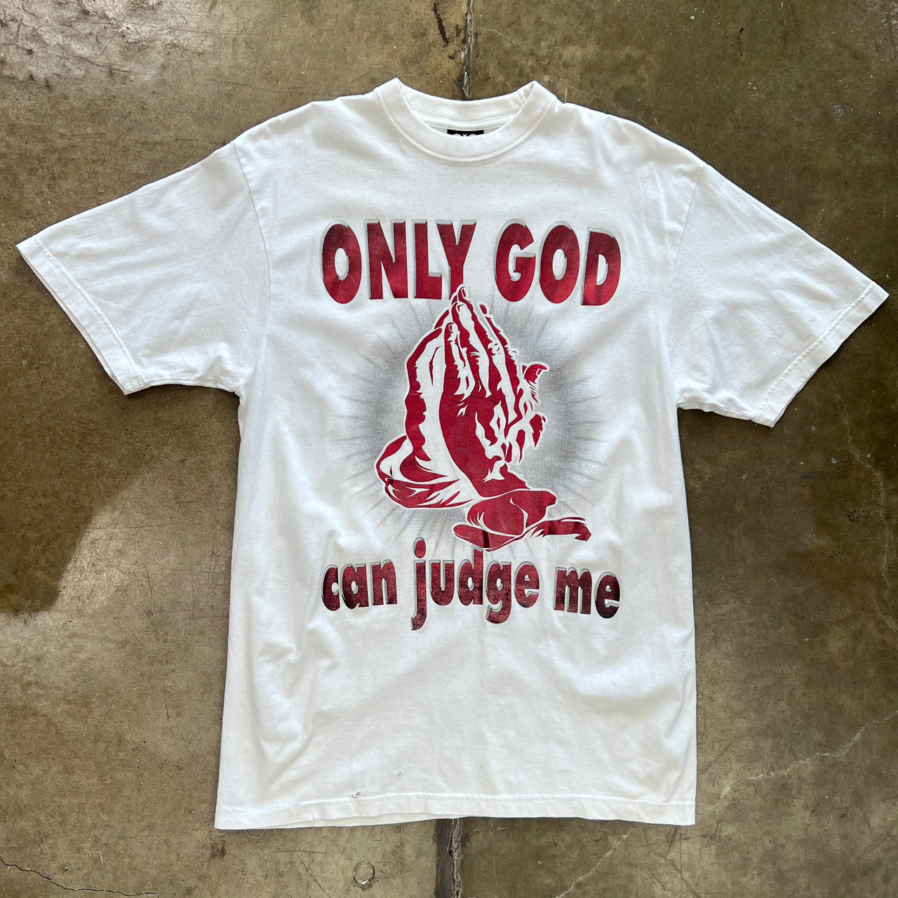 Only God Can Judge Me Religious Prayer Hands Jesus Metallic Tee