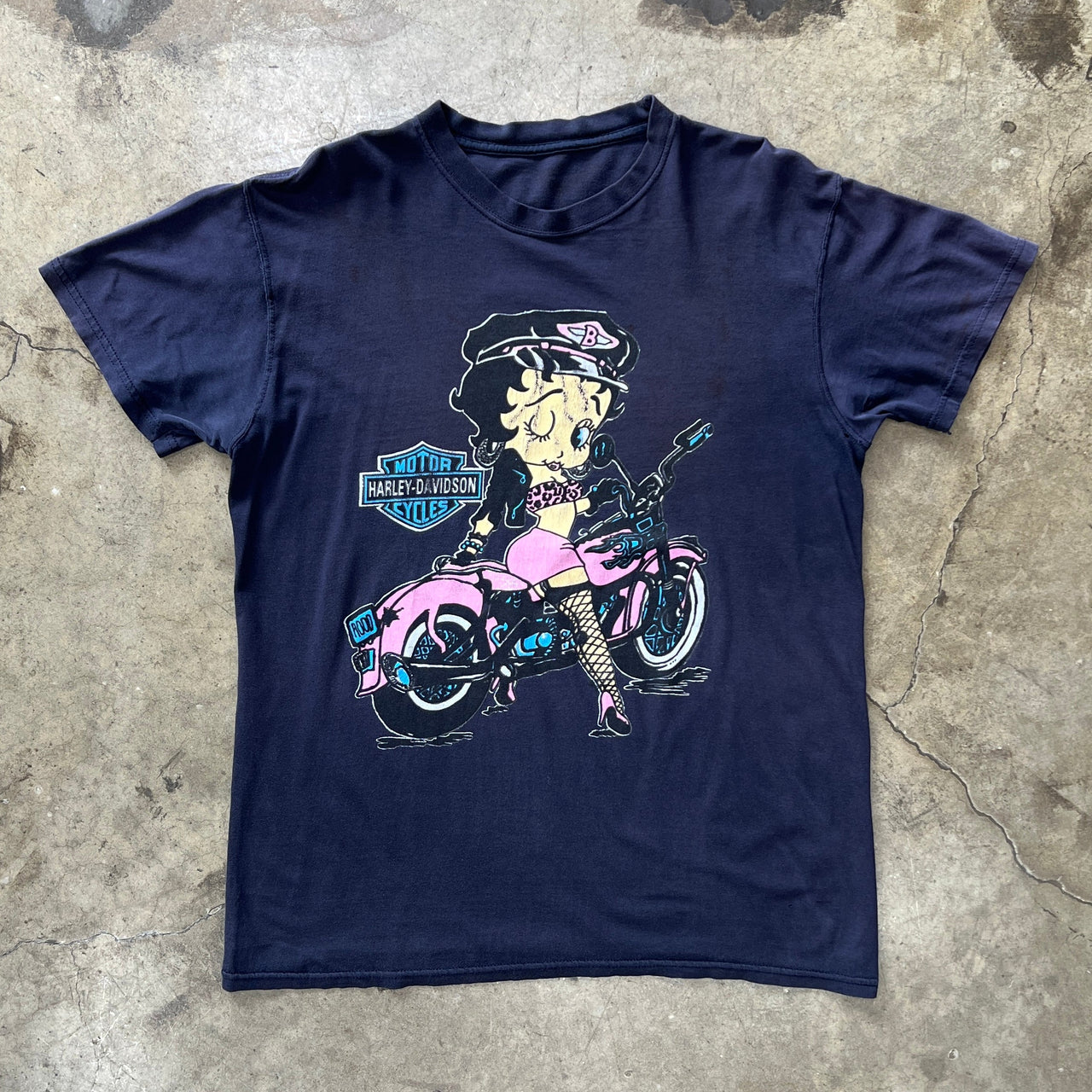 Betty Boop Harley Davidson Pink Motorcycle Biker Tee