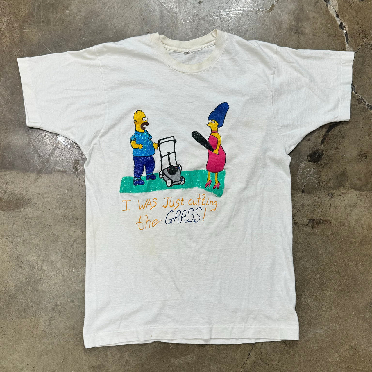 Vintage Simspons Homer and Marge Homemade Tee Large