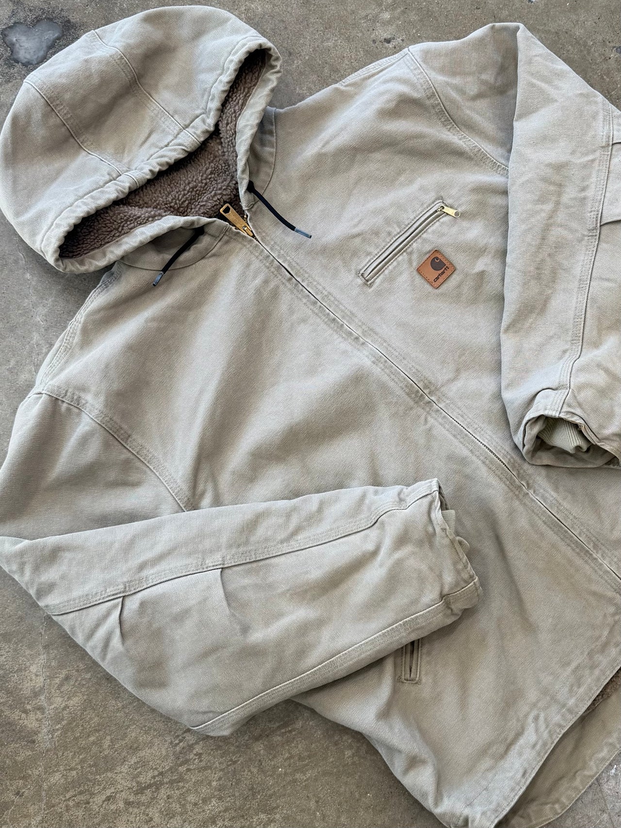 Carhartt Detroit Sherpa Lined Tan Work Jacket