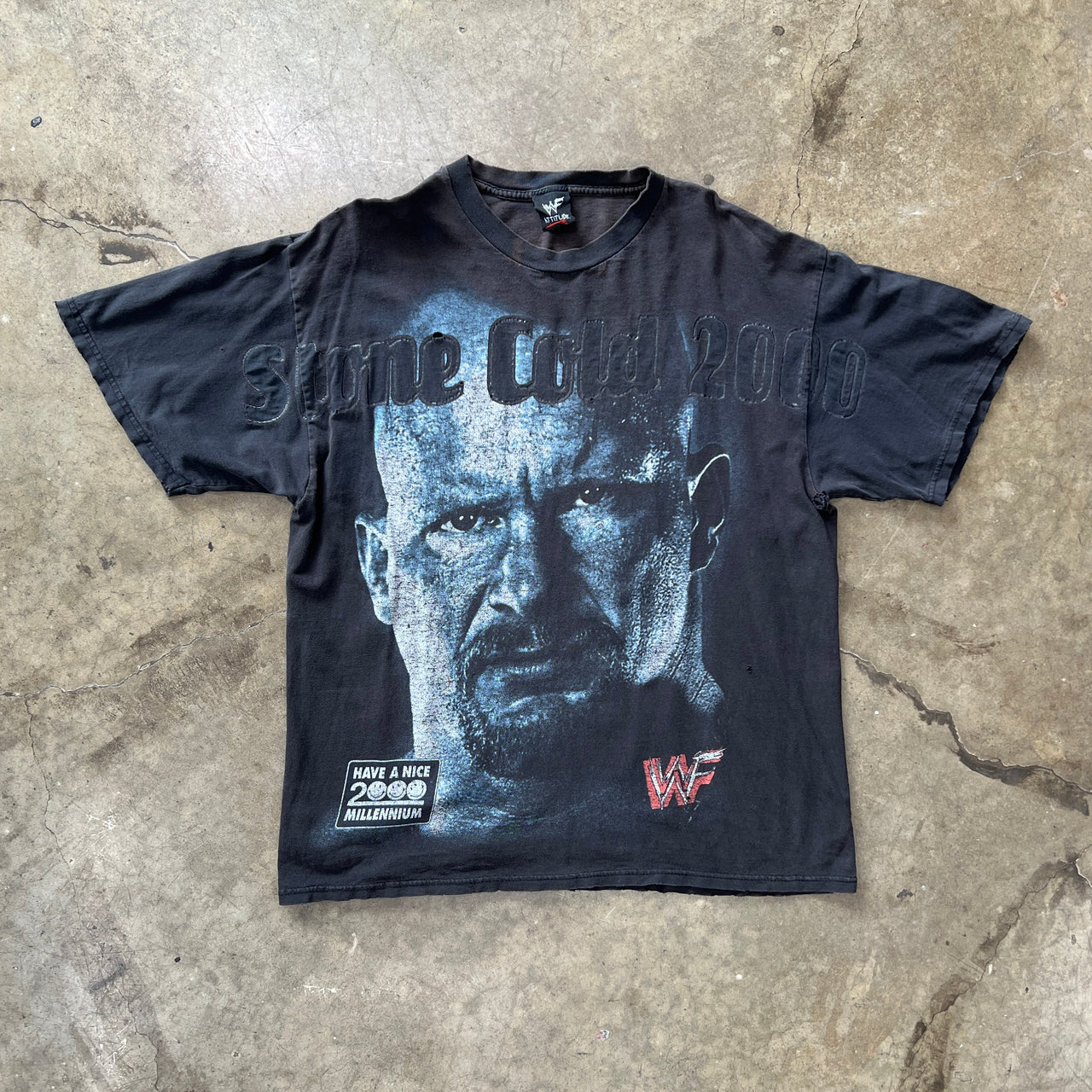 2000 AOP Stone Cold Big Face Print WF Wrestling Tee