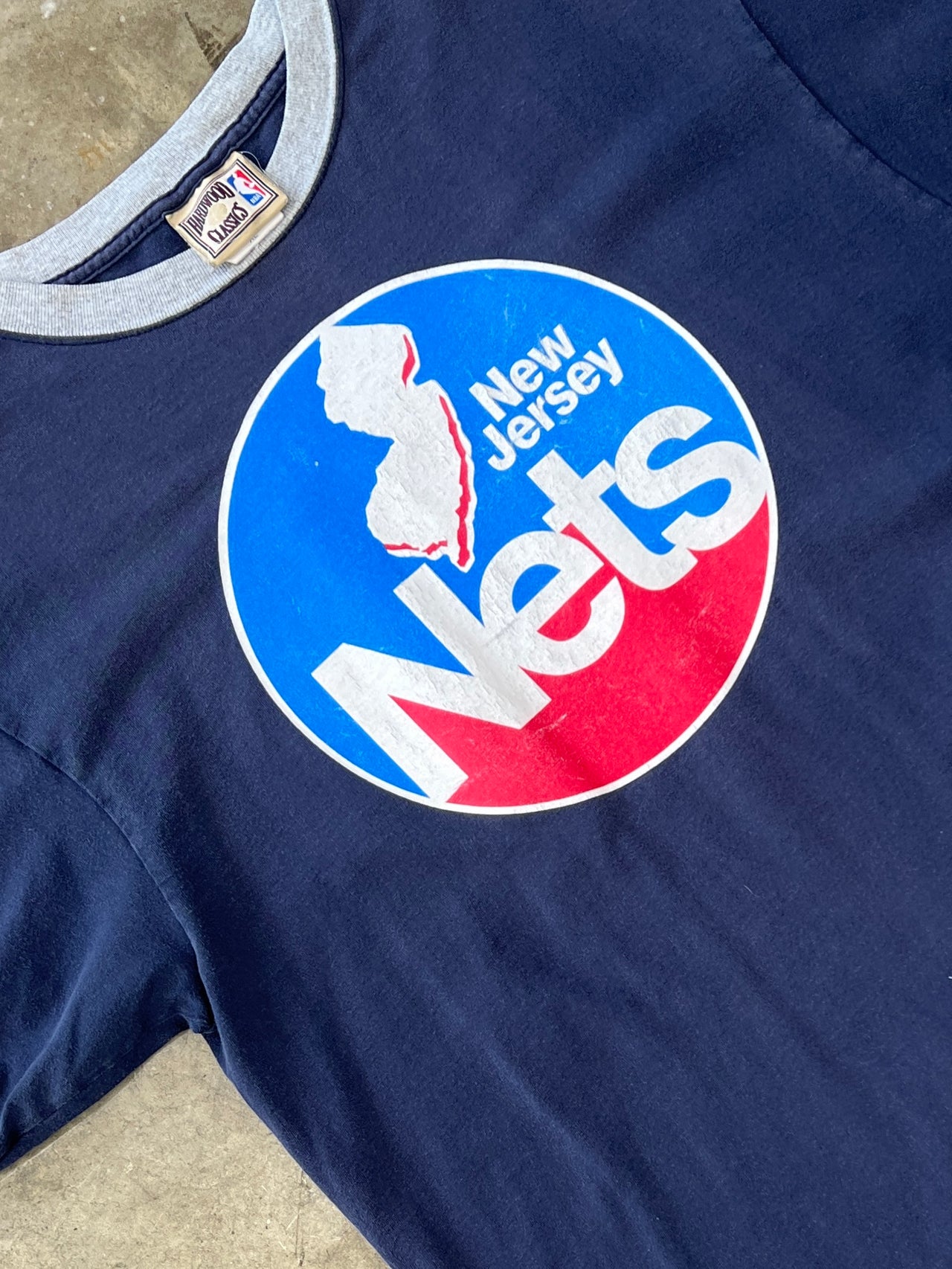 80s New Jersey Nets Basketball Ringer Tee