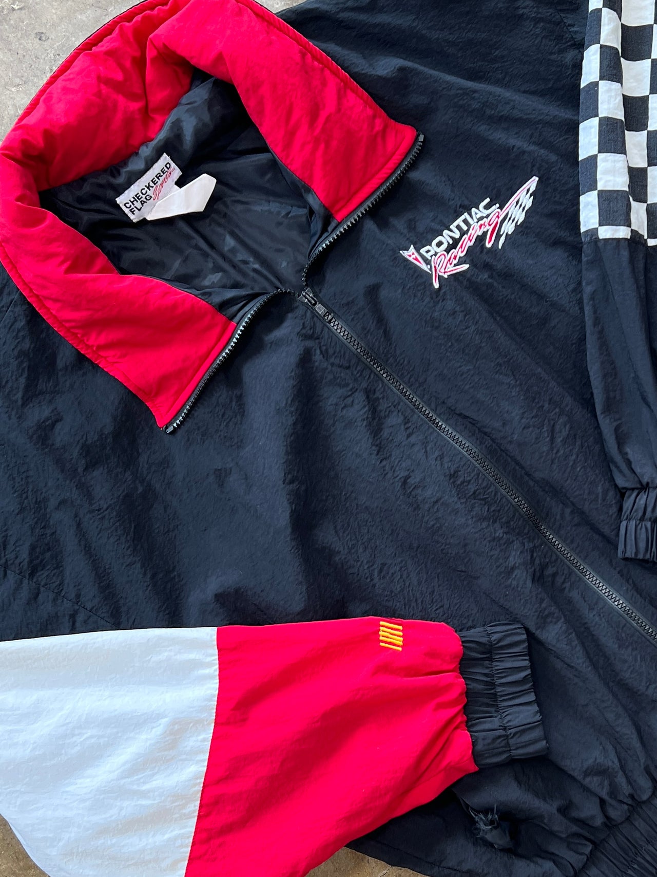 90s NASCAR Pontiac Racing Checkered Flag Jacket
