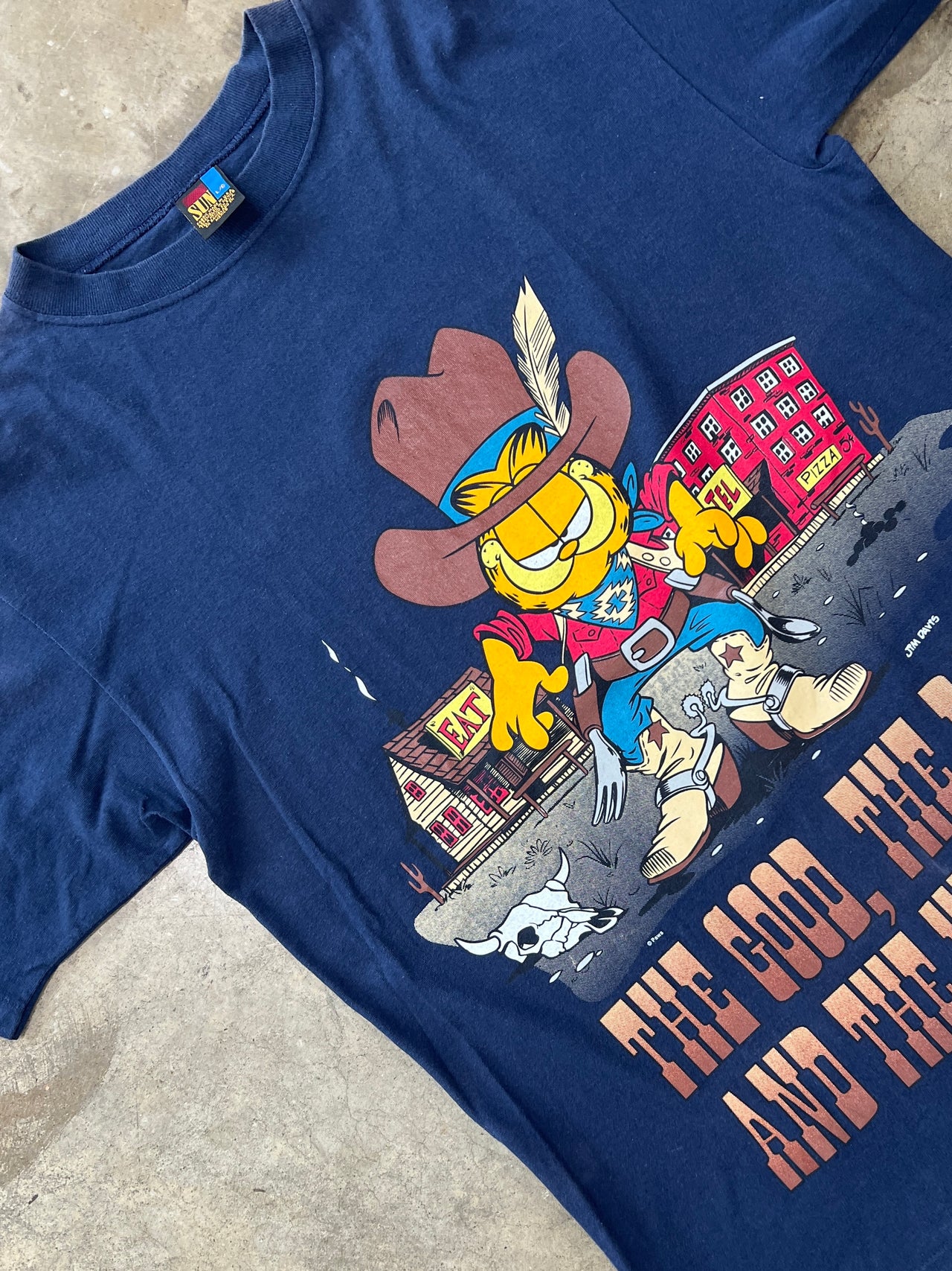 Garfield Single Stitch Western Good Bad Hungry Tee
