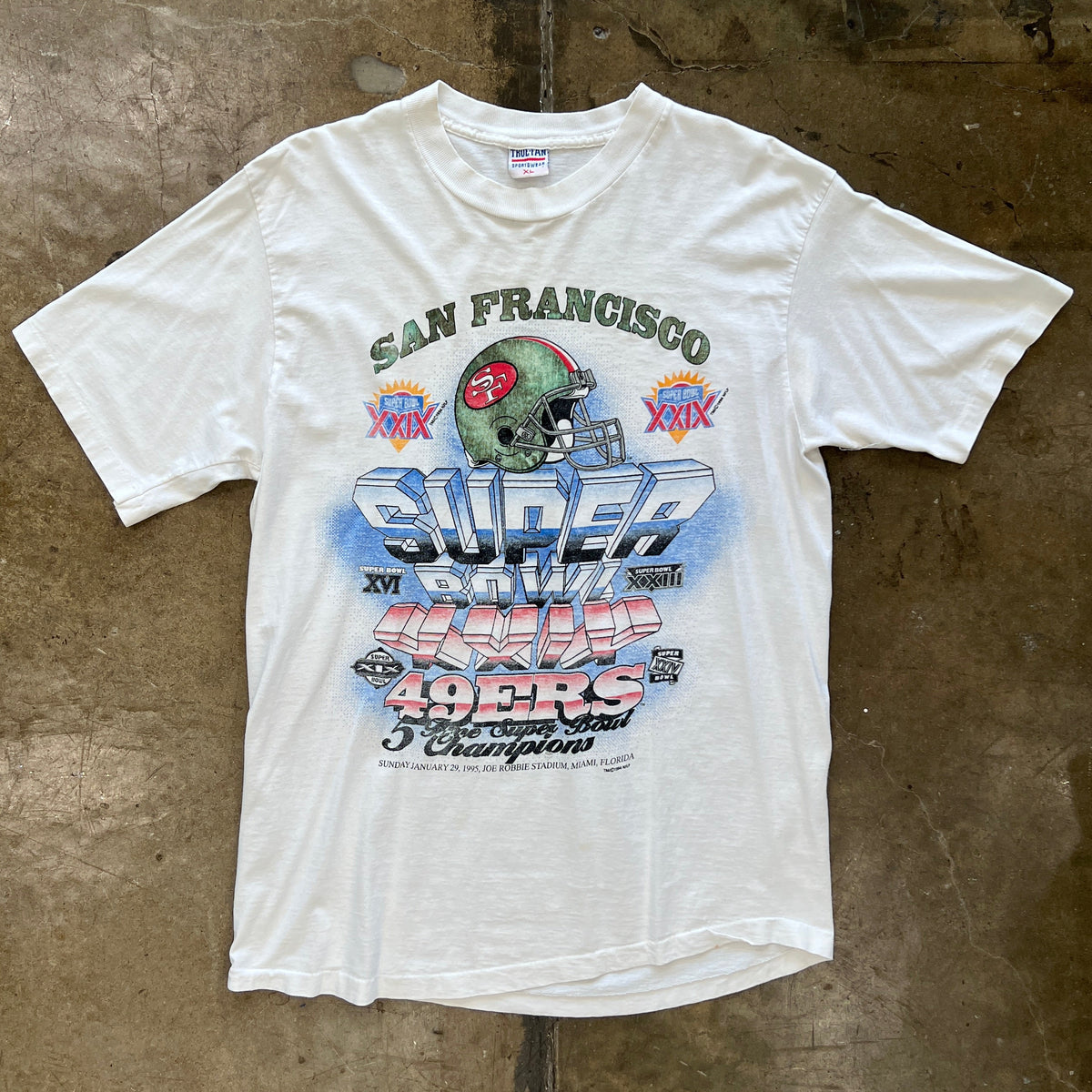 1990 San Francisco 49ers Super Bowl XXIV 5 Time Champ Football Tee