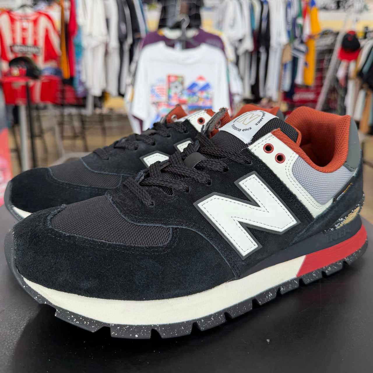New Balance 574 Black White Red
