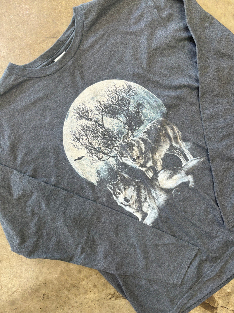 Wolves Moonlight Nature LS Tee Large