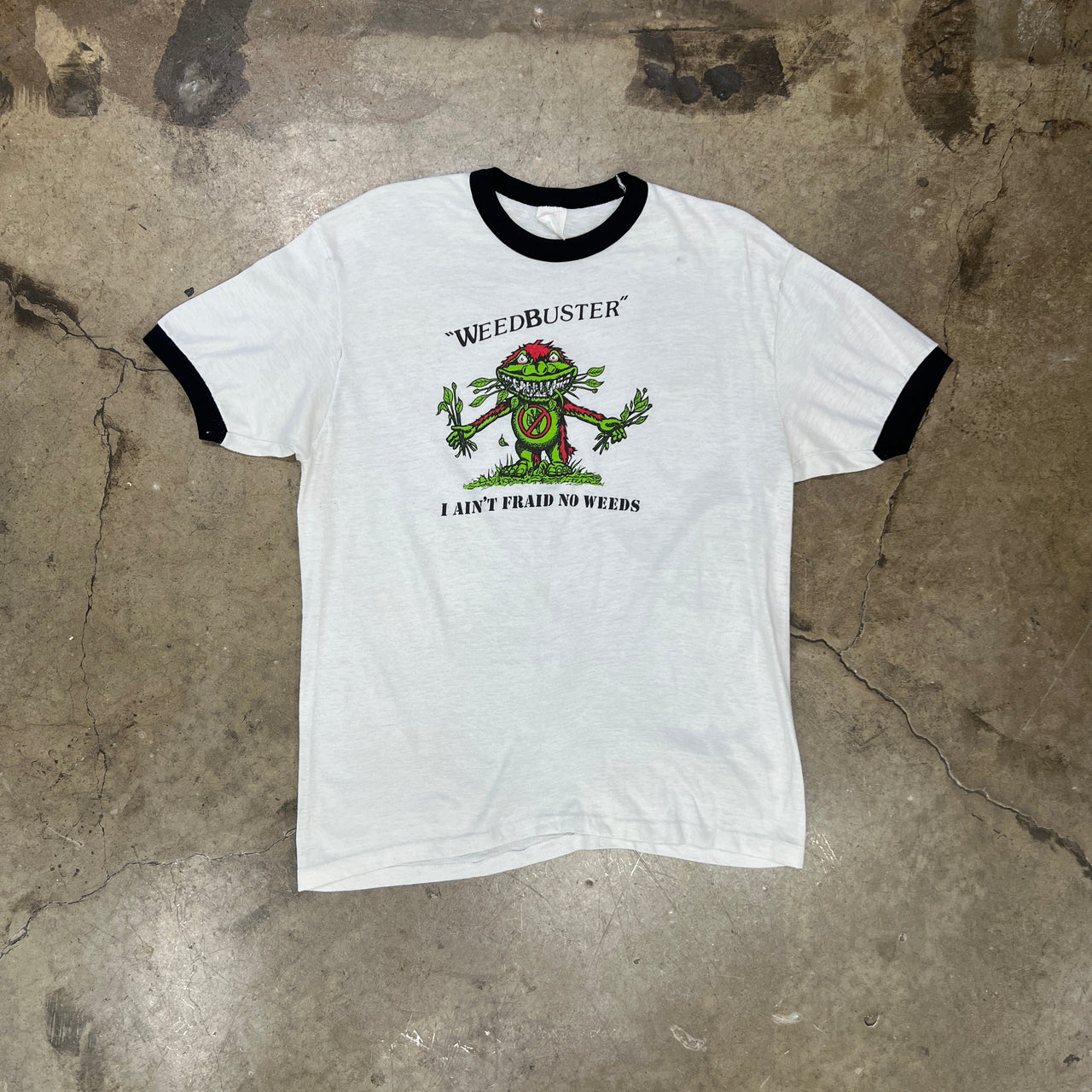 80s Weedbuster Ain't Fraid Ghosterbusters Parody Ringer Tee
