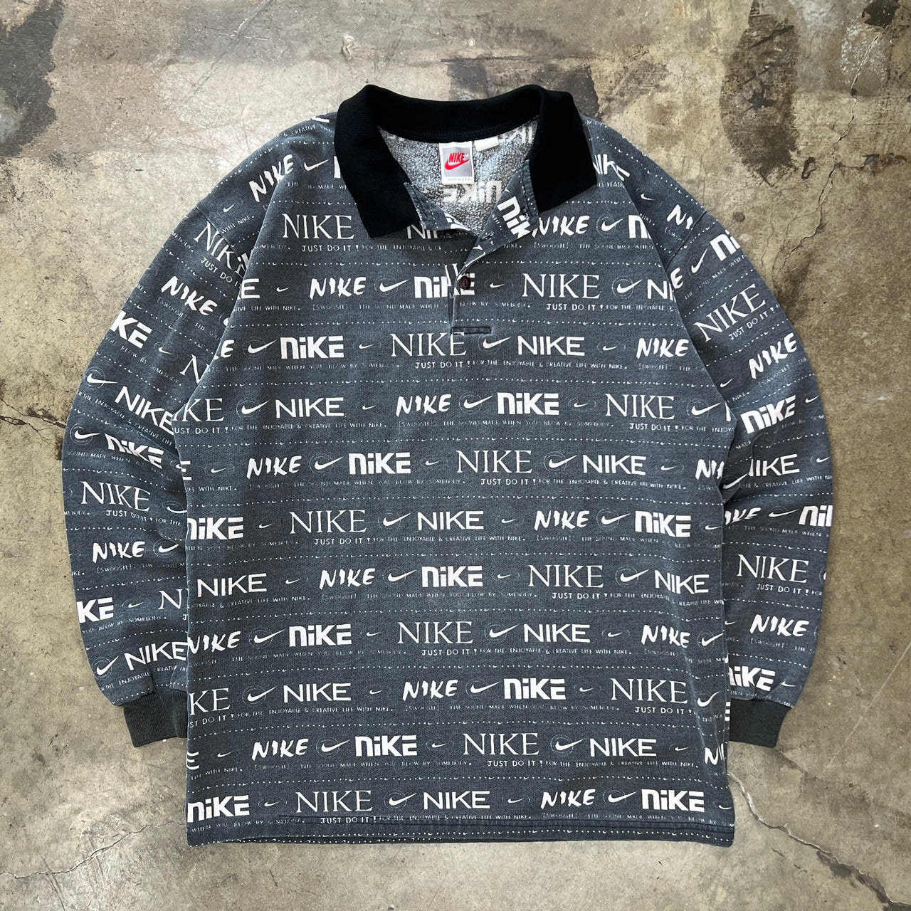 Nike Color Block Button Up Polo Rugby Long Sleeve