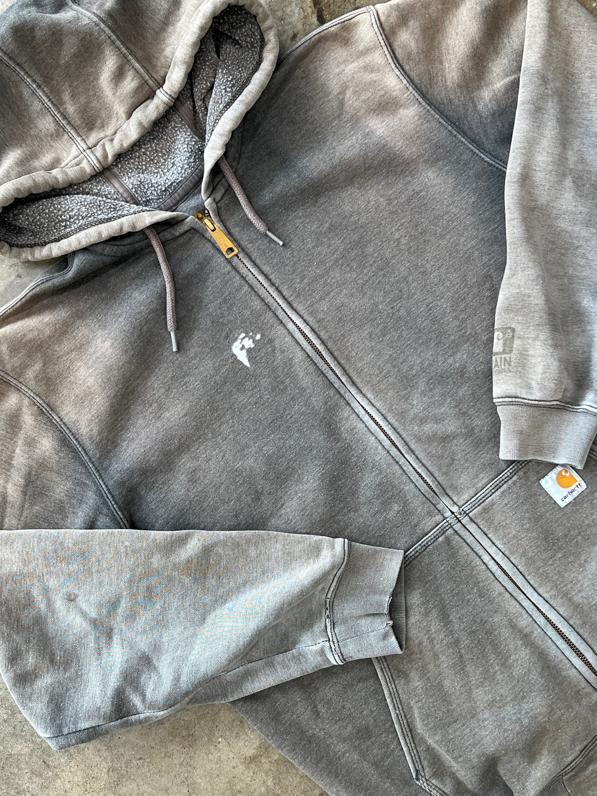 Carhartt Grey Discolored Orginal Fit Zip-Up Hoodie