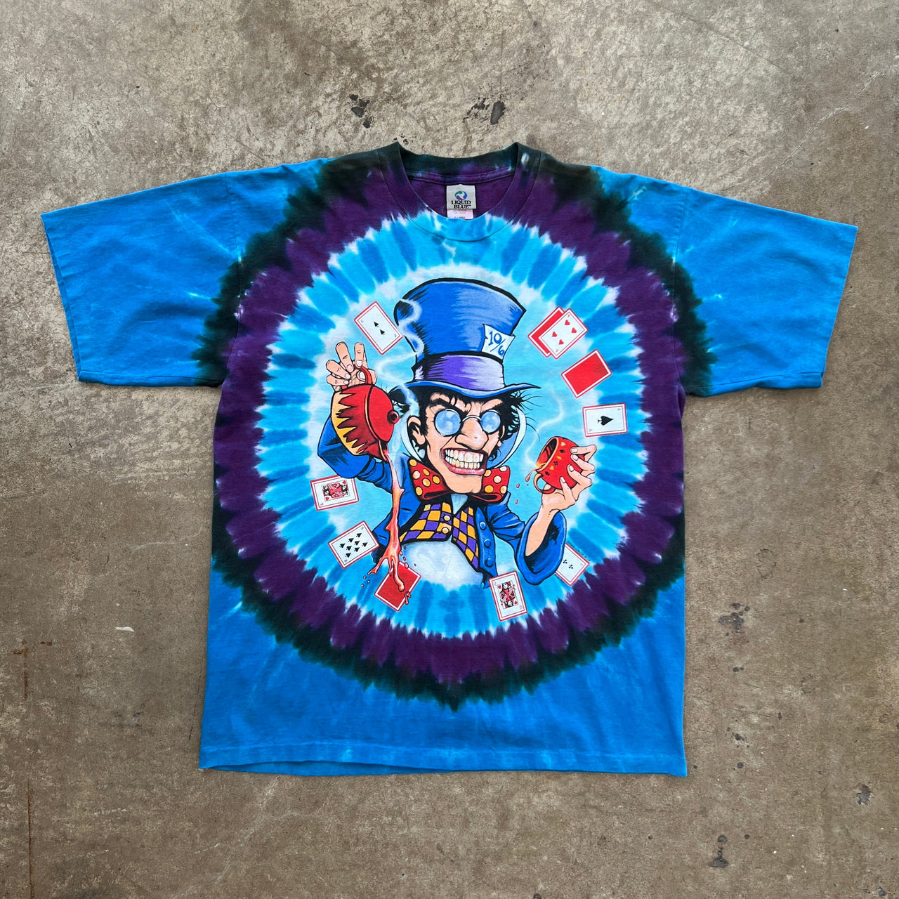 Liquid Blue Alice in the Wonderland Mad Hatter Single Stitch Tee
