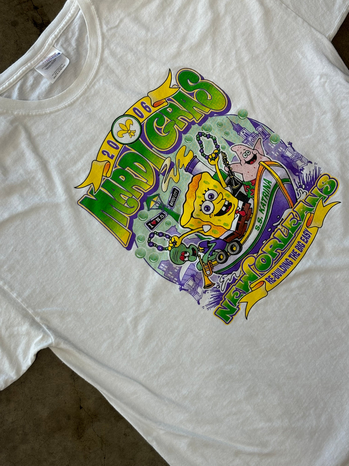 2006 Y2k SpongeBob Mardi Gras New Orleans Tee XL