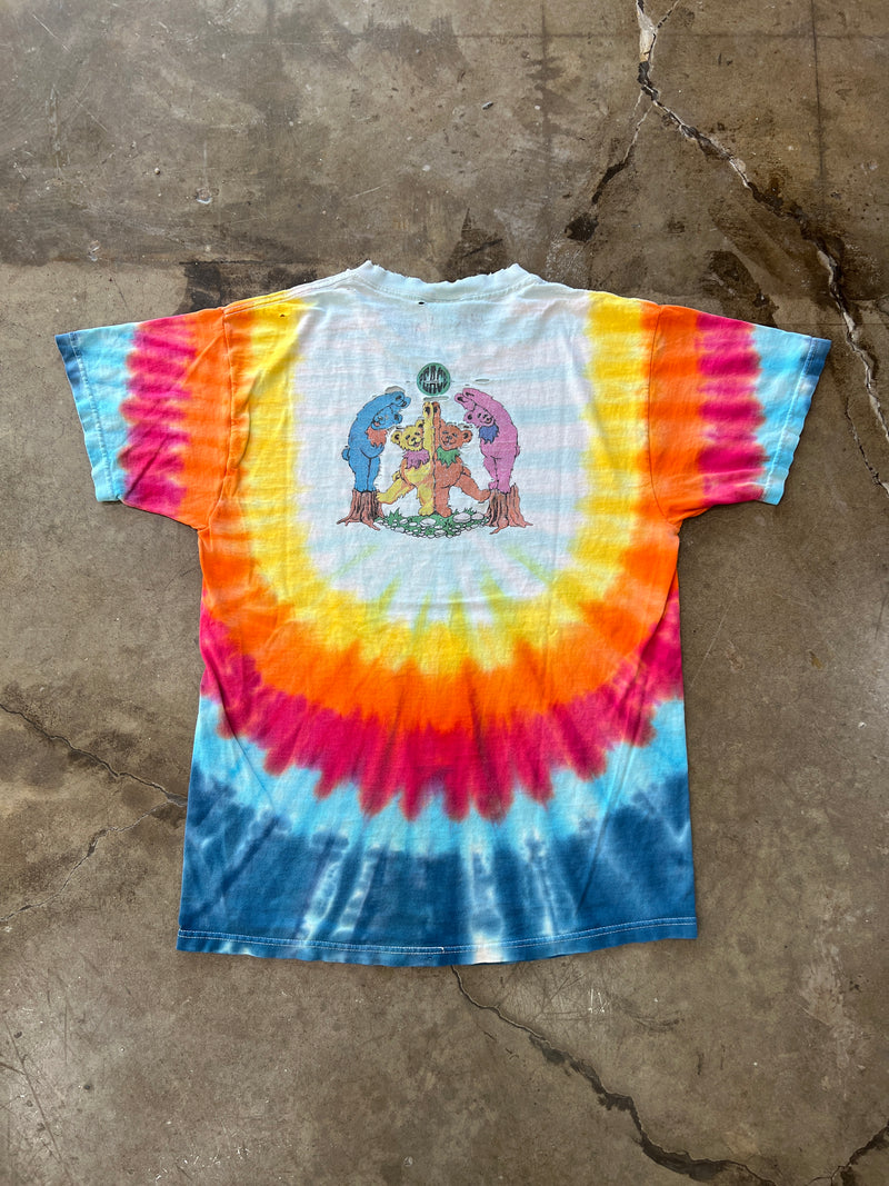 Grateful Dead Tie Dye Distressed Collar Tee Large