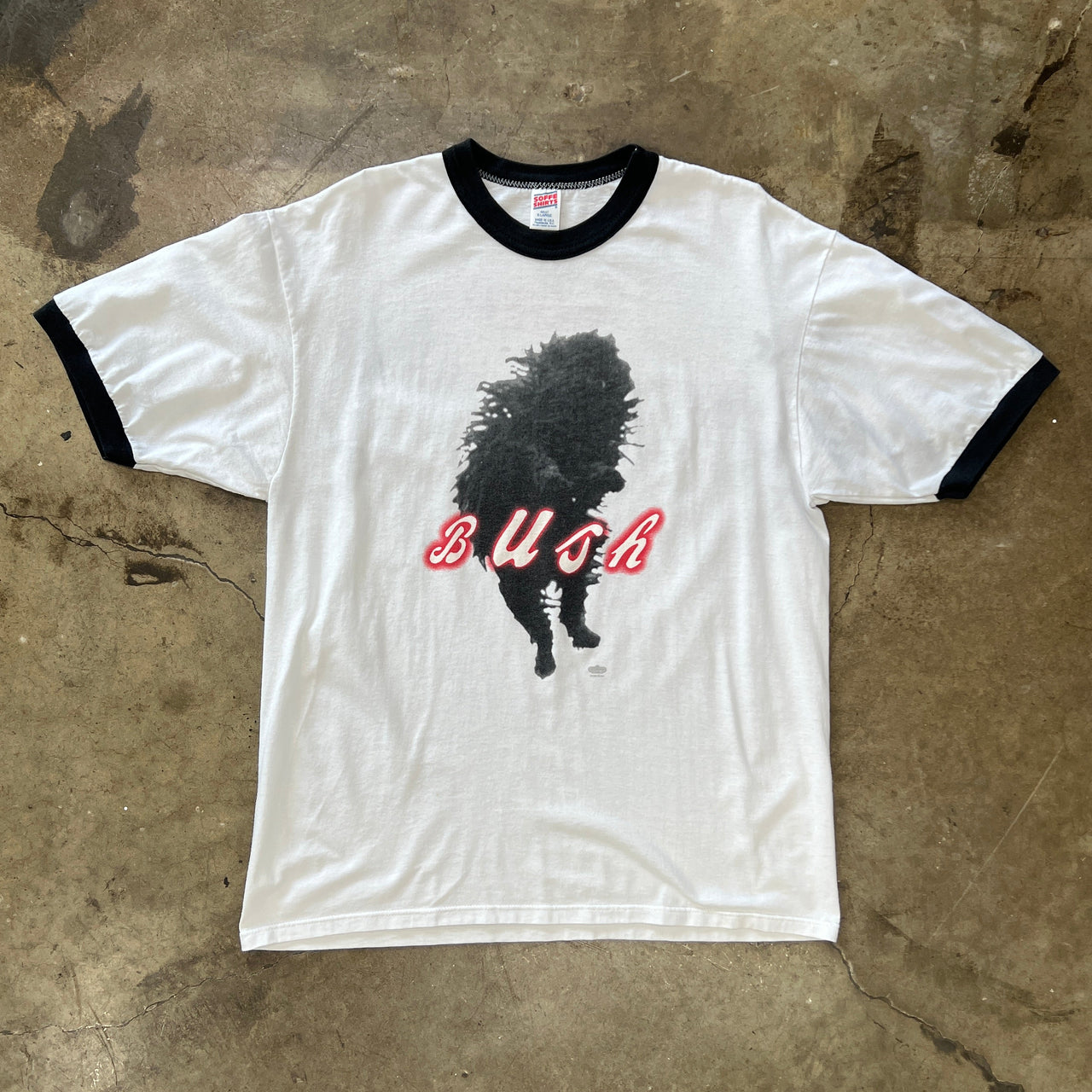 1995 Bush Black Dog US America Ringer Tee