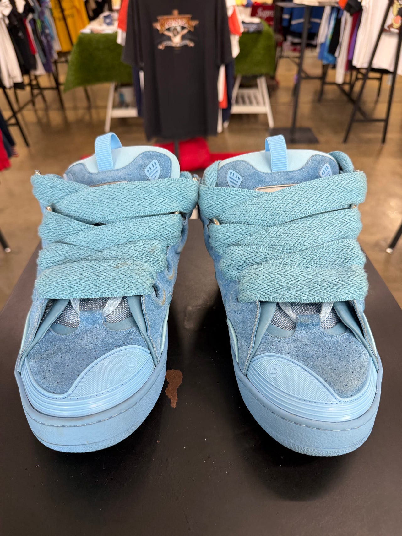 Lanvin Curb Tonal Suede Baby Blue