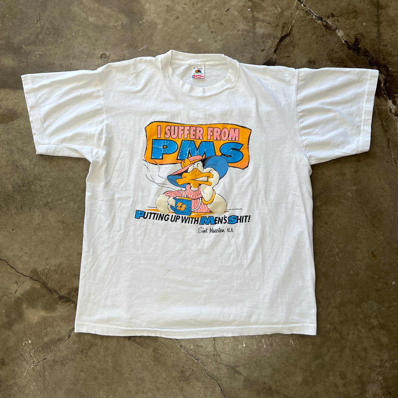 1990 PMS Putting Up With Men's Shit Art Funny Tee