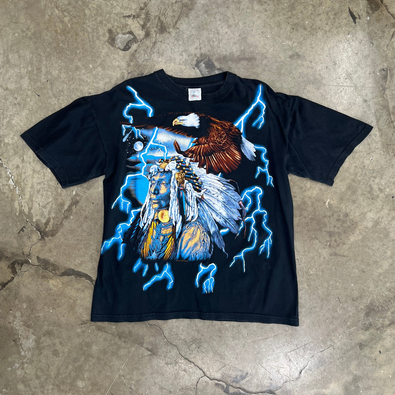 90s American Thunder USA Native American Eagle Thunder Tee