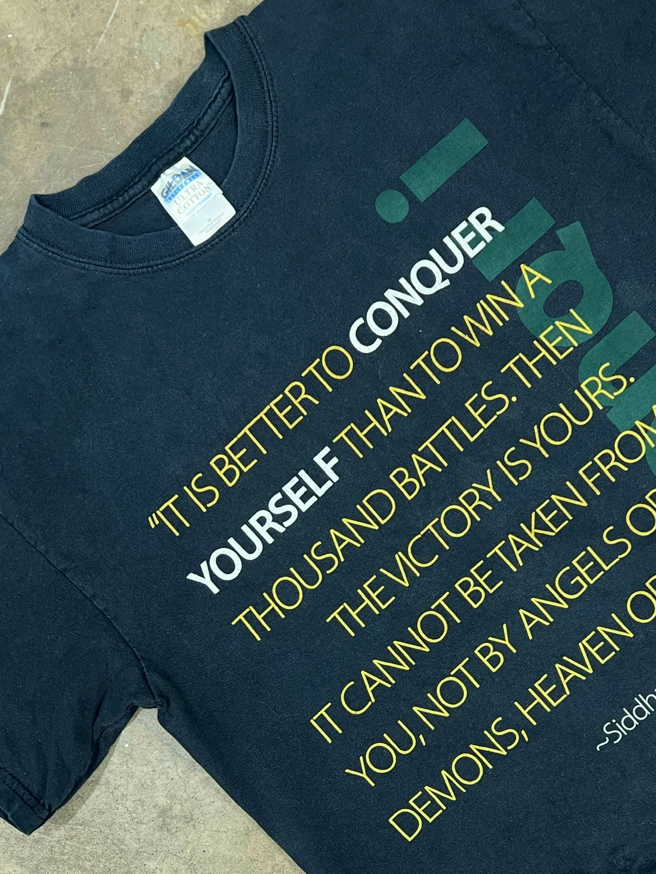 Conquer Yourself Siddhartha Buddha Quote Tee