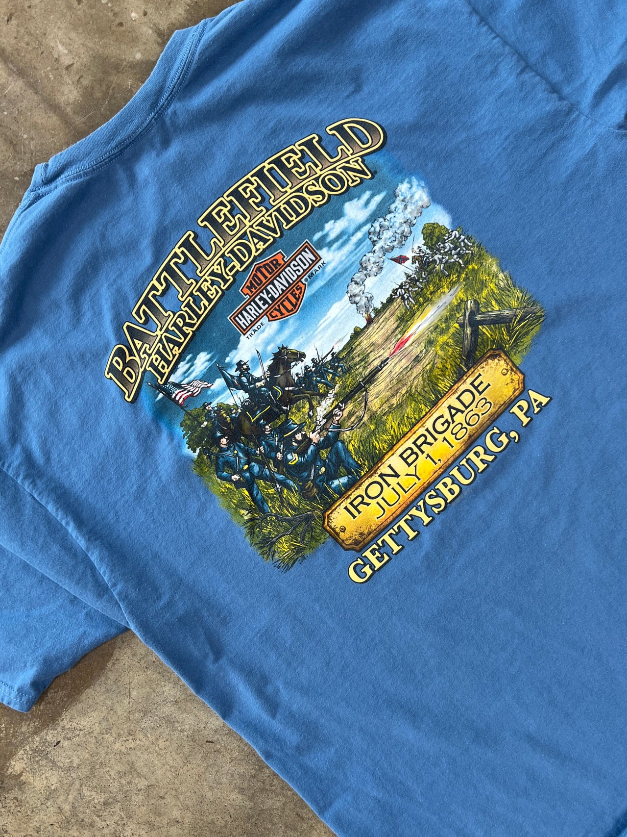 Harley Davidson Battlefield of Gettysburg Civil War Motorcycle Tee