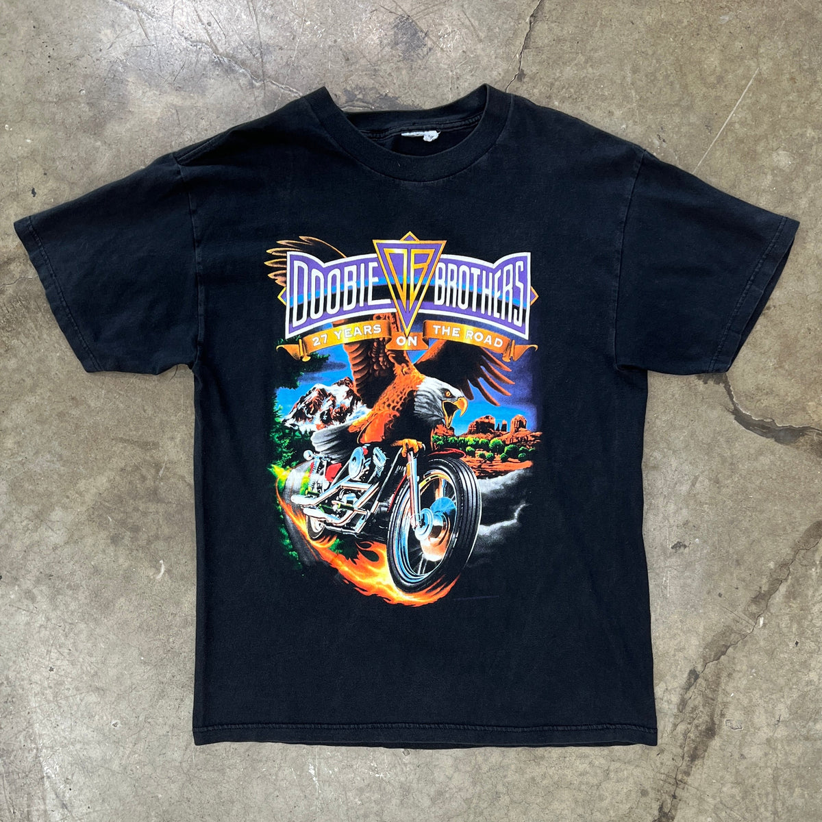 90s Doobie Brothers On the Road Motorcycle Eagle Tee