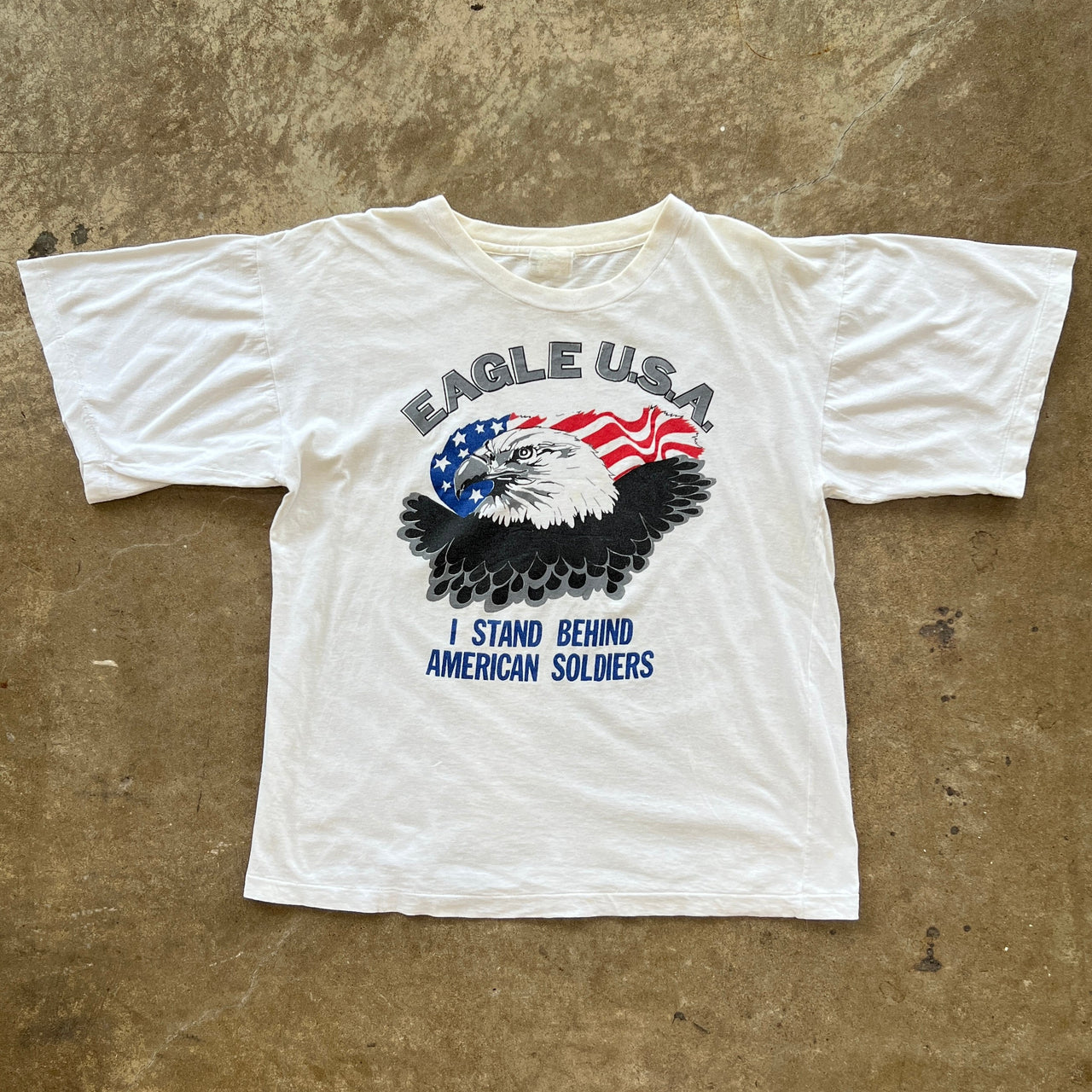 Eagle USA American Flag Soldiers Single Stitch Tee