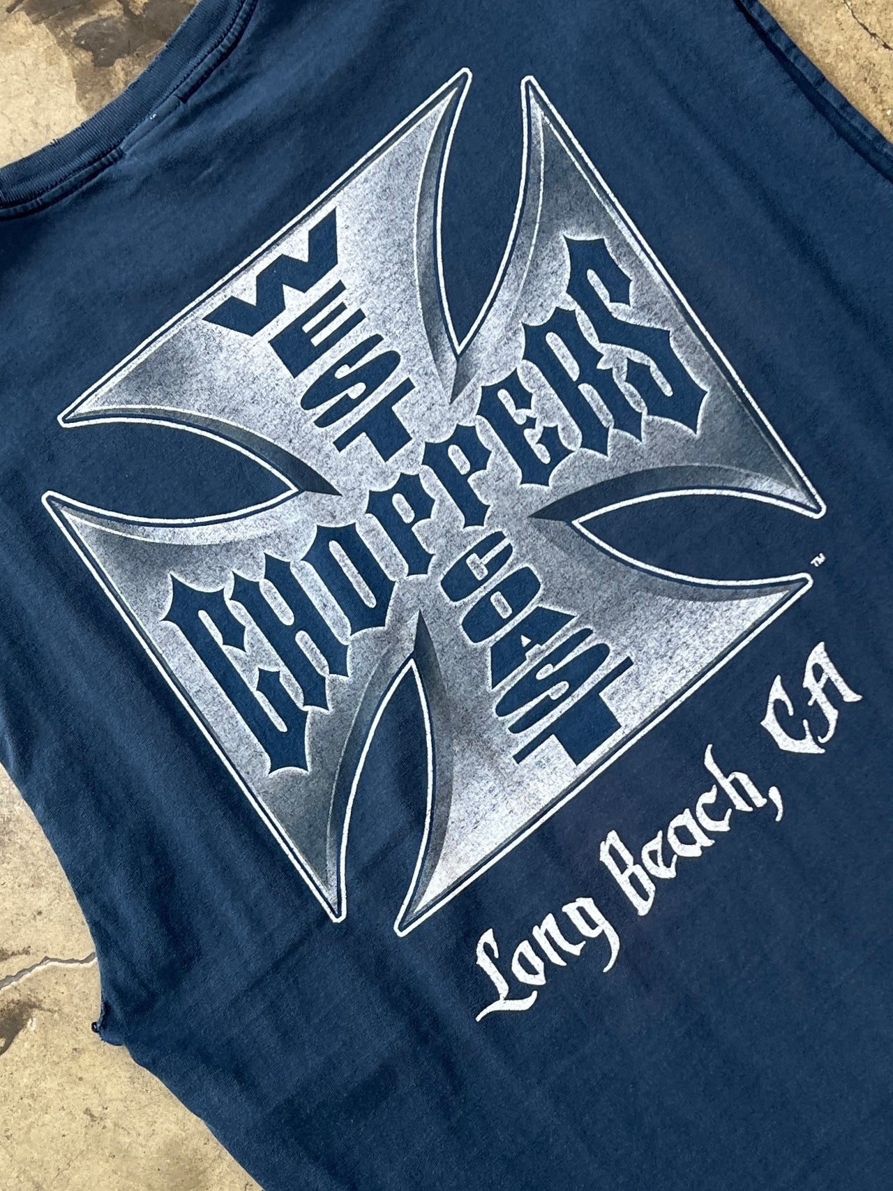 West Coast Choppers Navy Cut Sleeve Tee