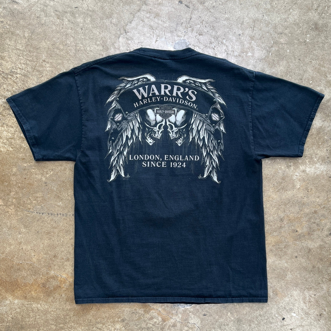 Harley Davidson Skull Wings London England Motorcycle Tee