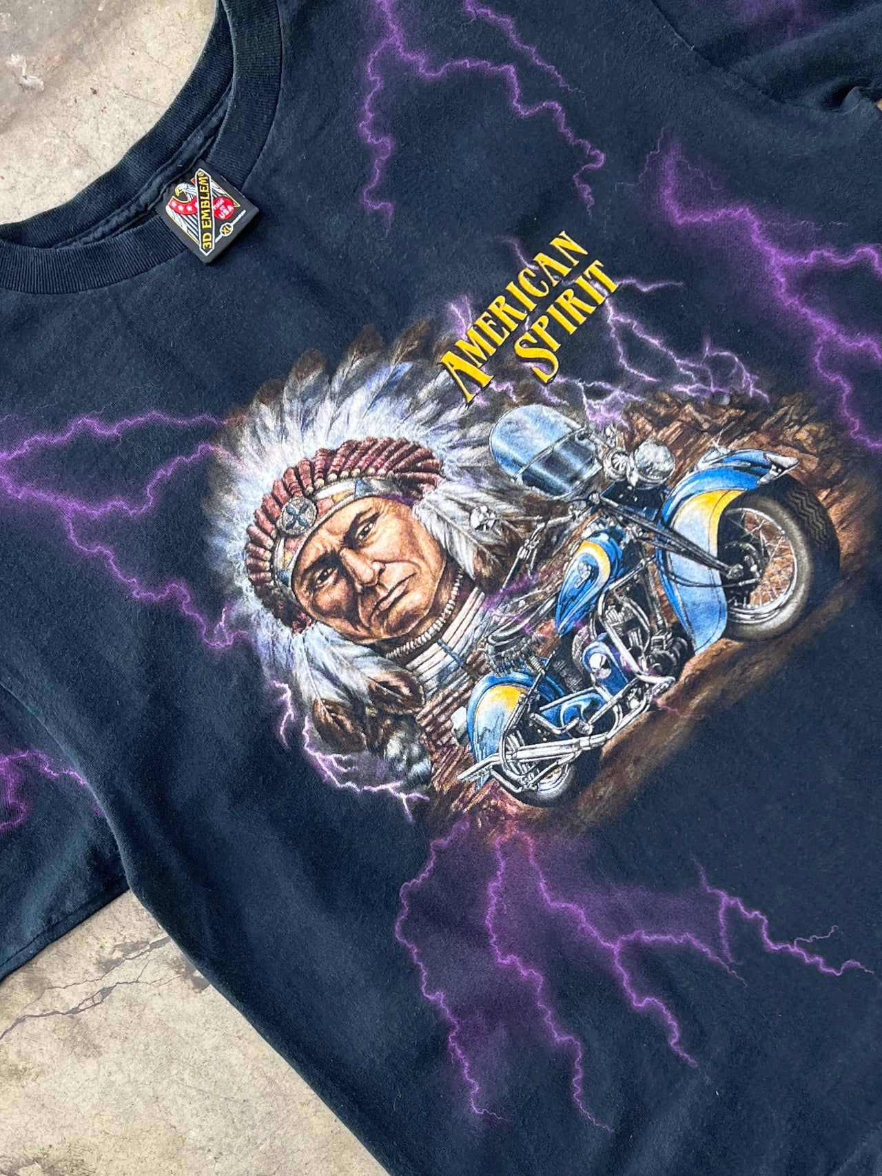 3D Emblem American Spirit Native American Motorcycle Tee