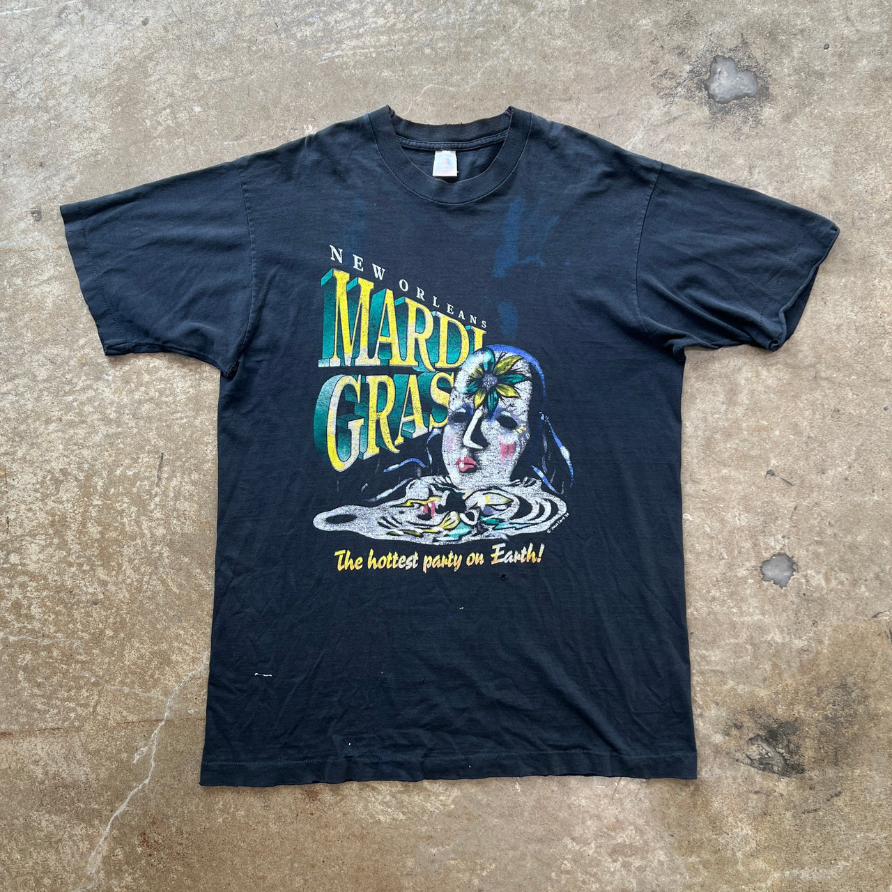 1994 New Orleans Mardi Gras Mask Vacation Tee Single Stitch Tee