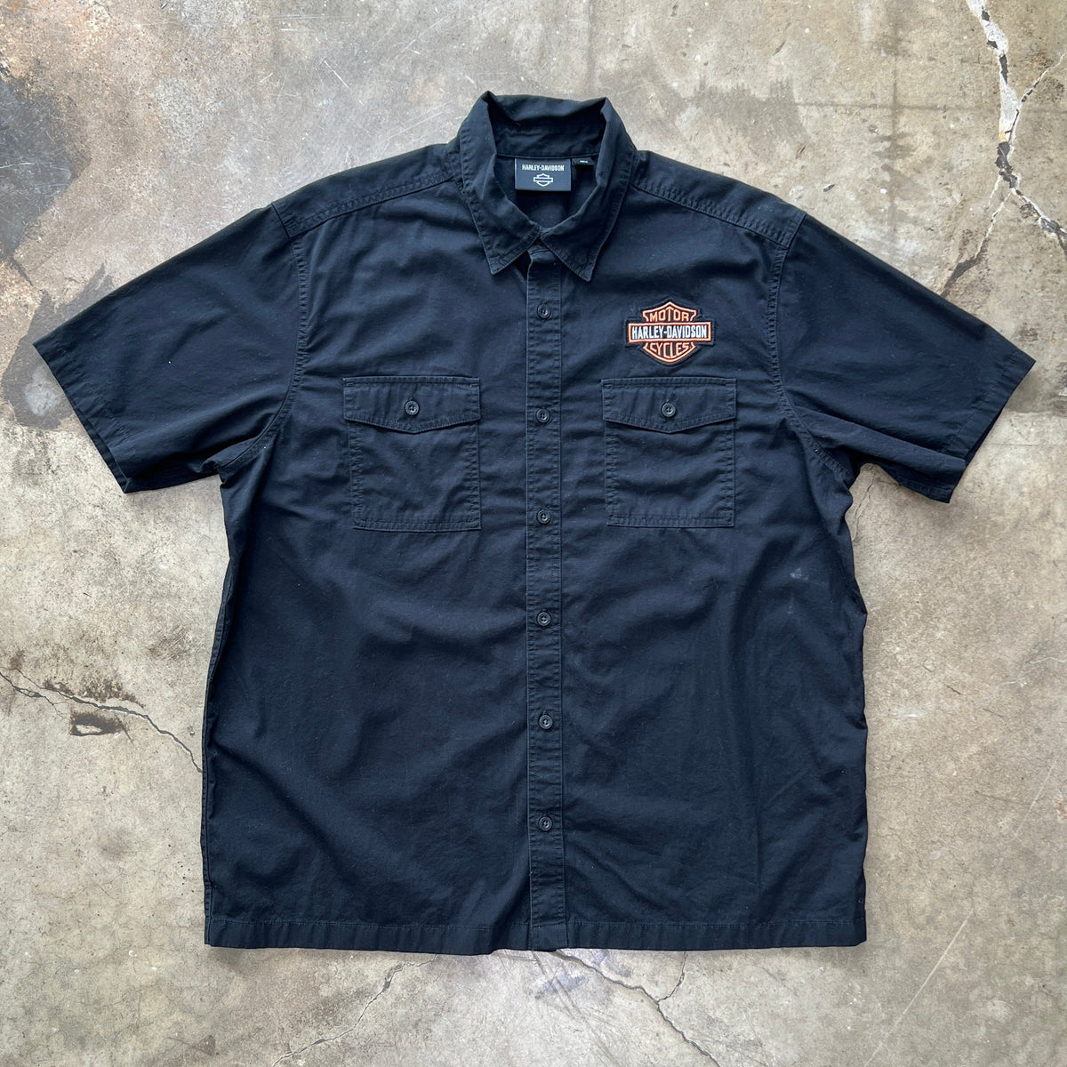Harley Davidson Motorcycles Black Double Pocket Button Up