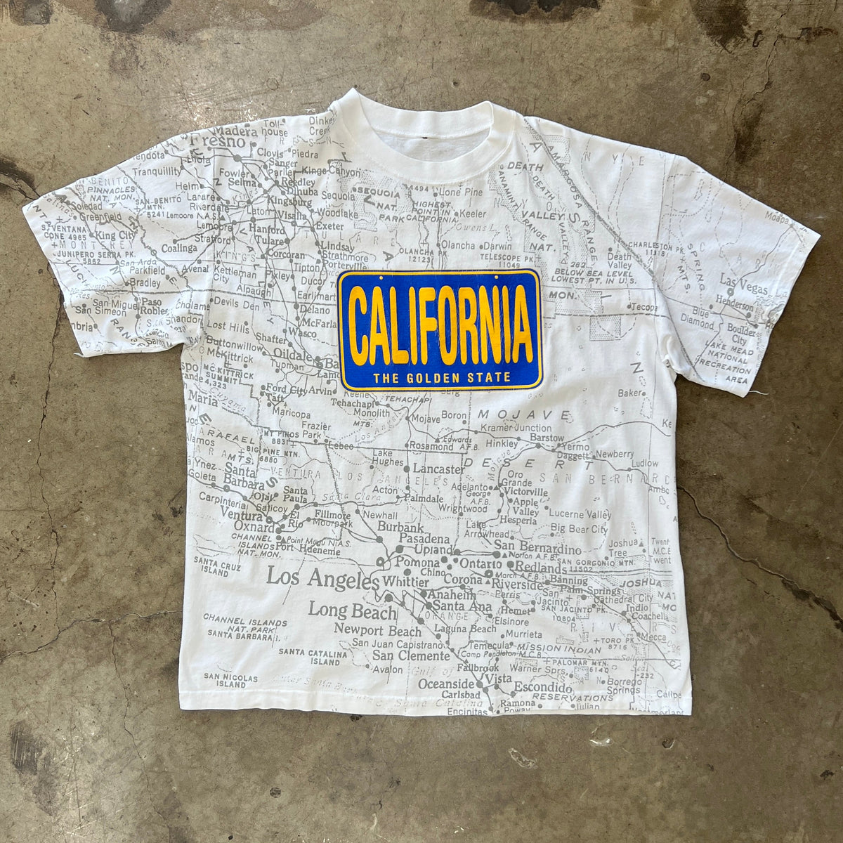 AOP California Golden State Map Single Stitch Tee