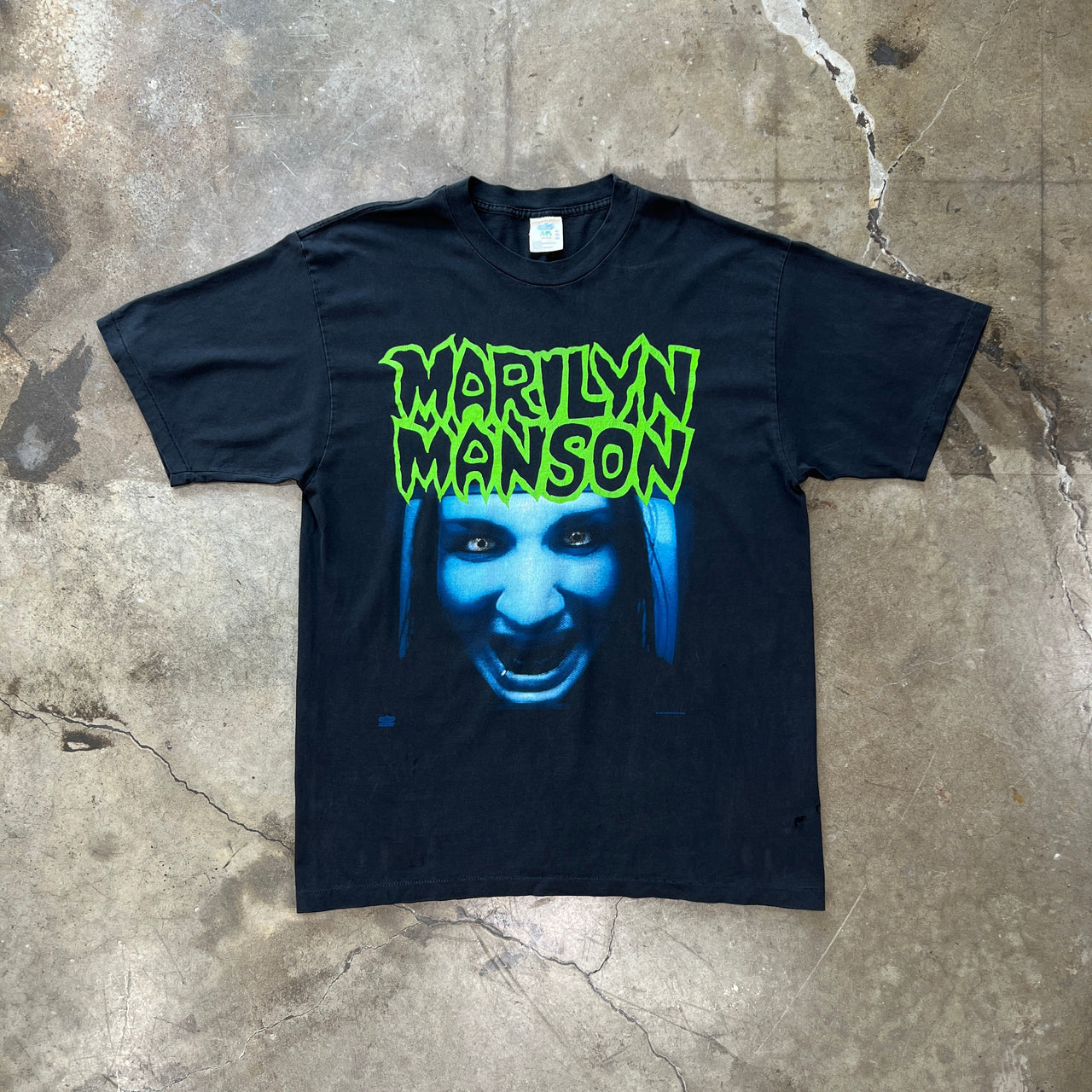 1996 Marilyn Manson blue big Face Hate Single Stitch Winterland Tee