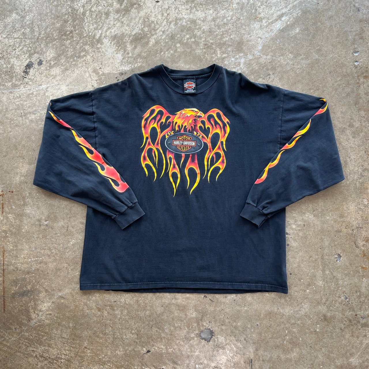 90s Harley Davidson Flame Long Sleeve Eagle Tee