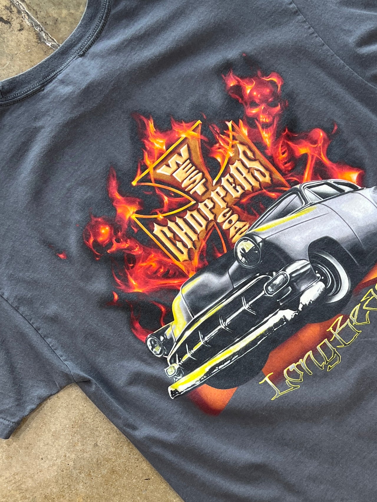 West Coast Choppers Flame Logo Lowrider Jesse Who Cross Tee XL
