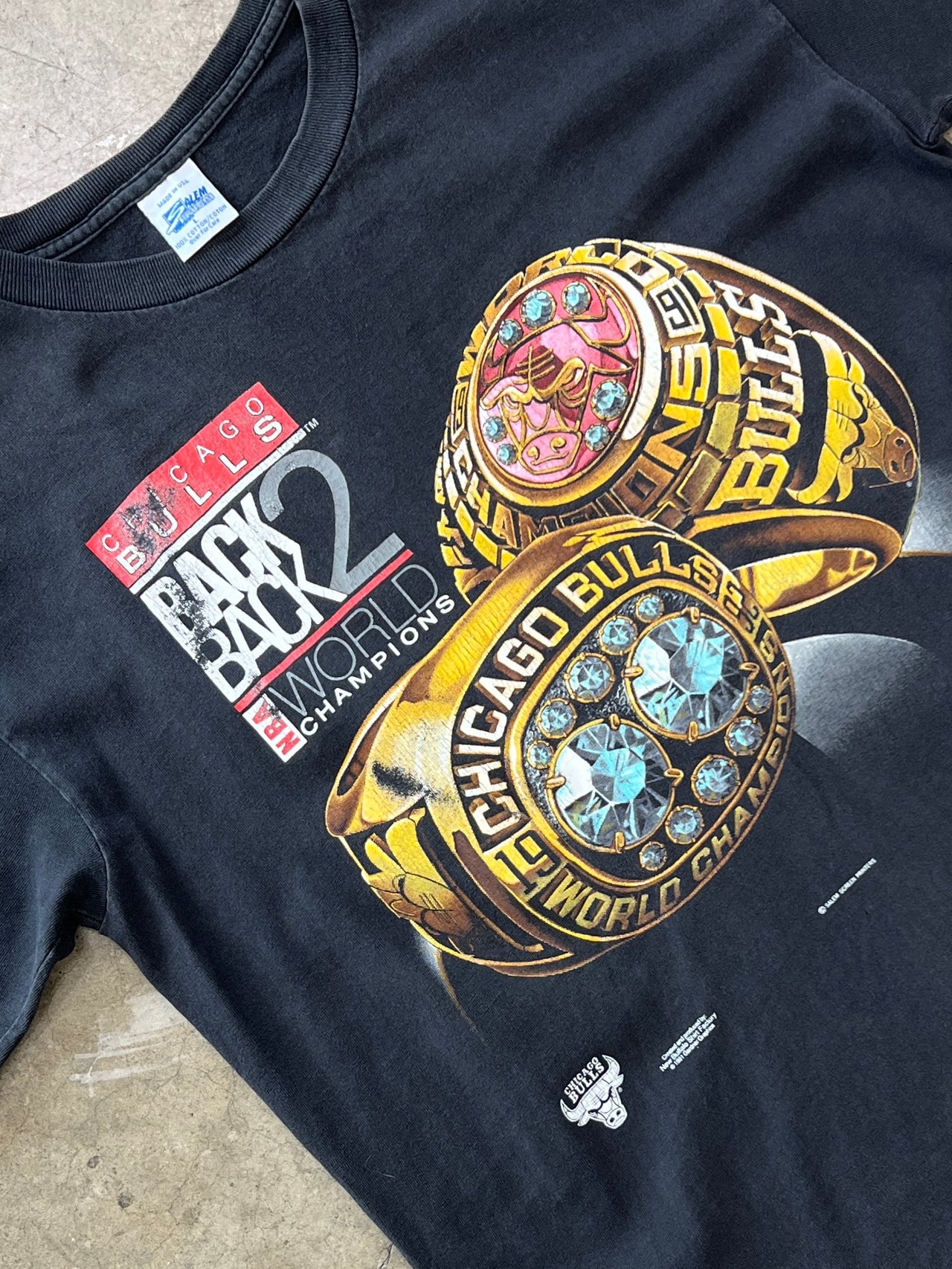 1992 Chicago Bulls Back 2 Back Champion Ring Tee Single Stitch Salem