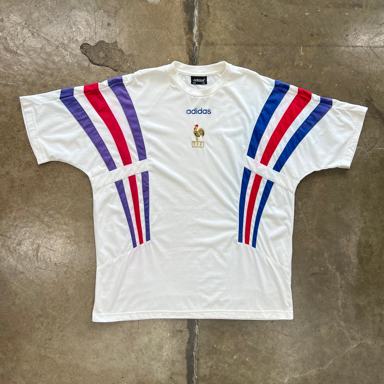 90s Adidas France FFF Team Crest Soccer Tee