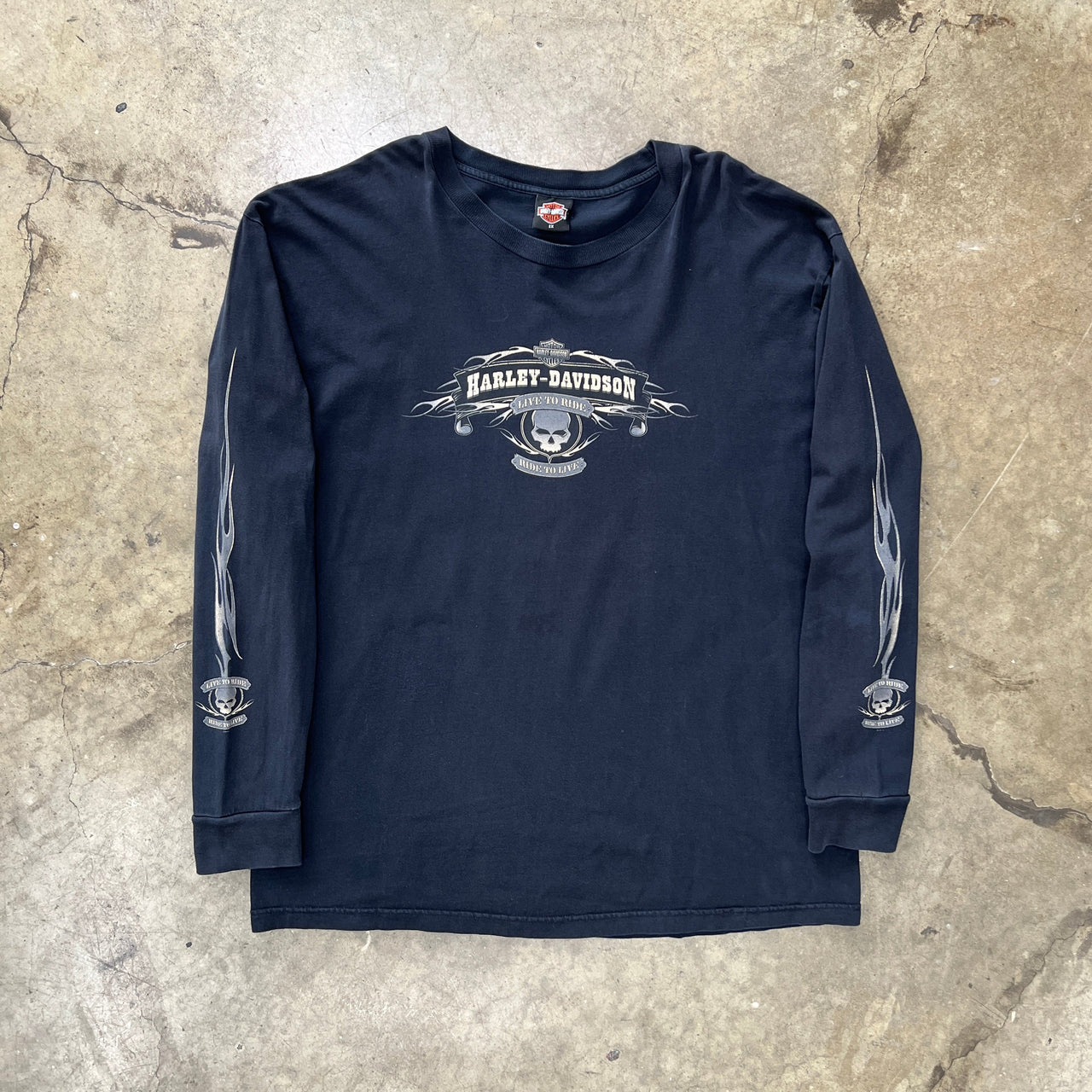 2004 Harley Davidson Palm Beach Flame Skull Long Sleeve
