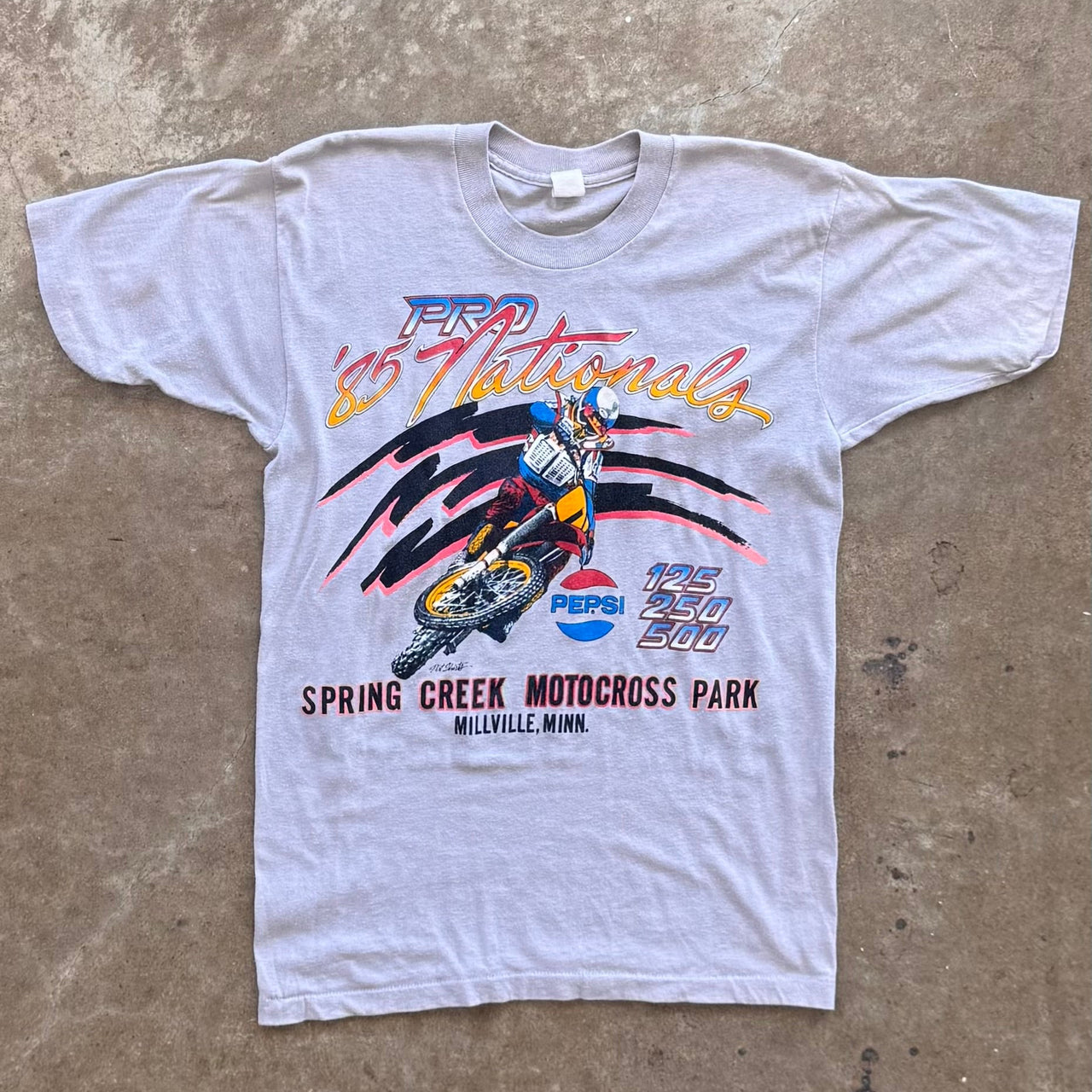 1985 Pro Nationals Pepsi Motorcycle Racing Single Stitch Tee