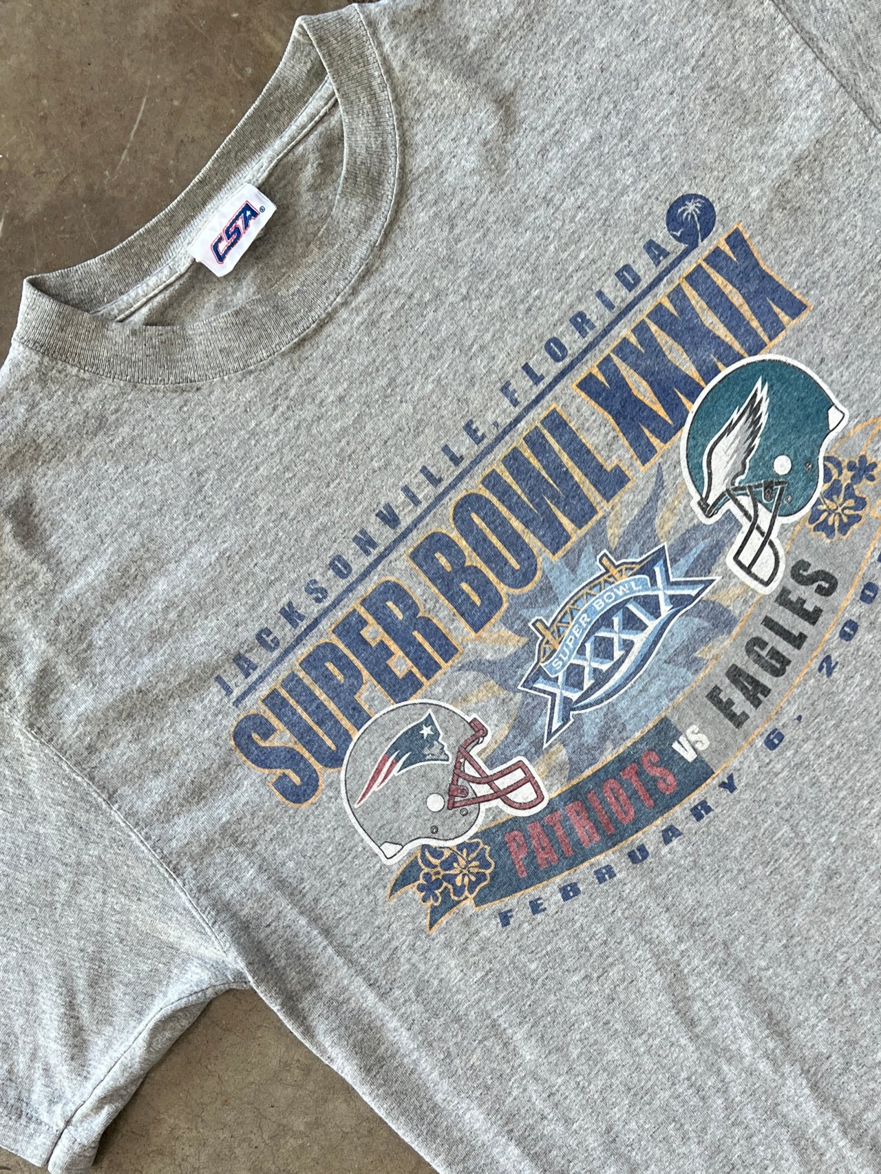 2005 Super Bowl XXXIX Patriots vs. Eagles CSA Tee