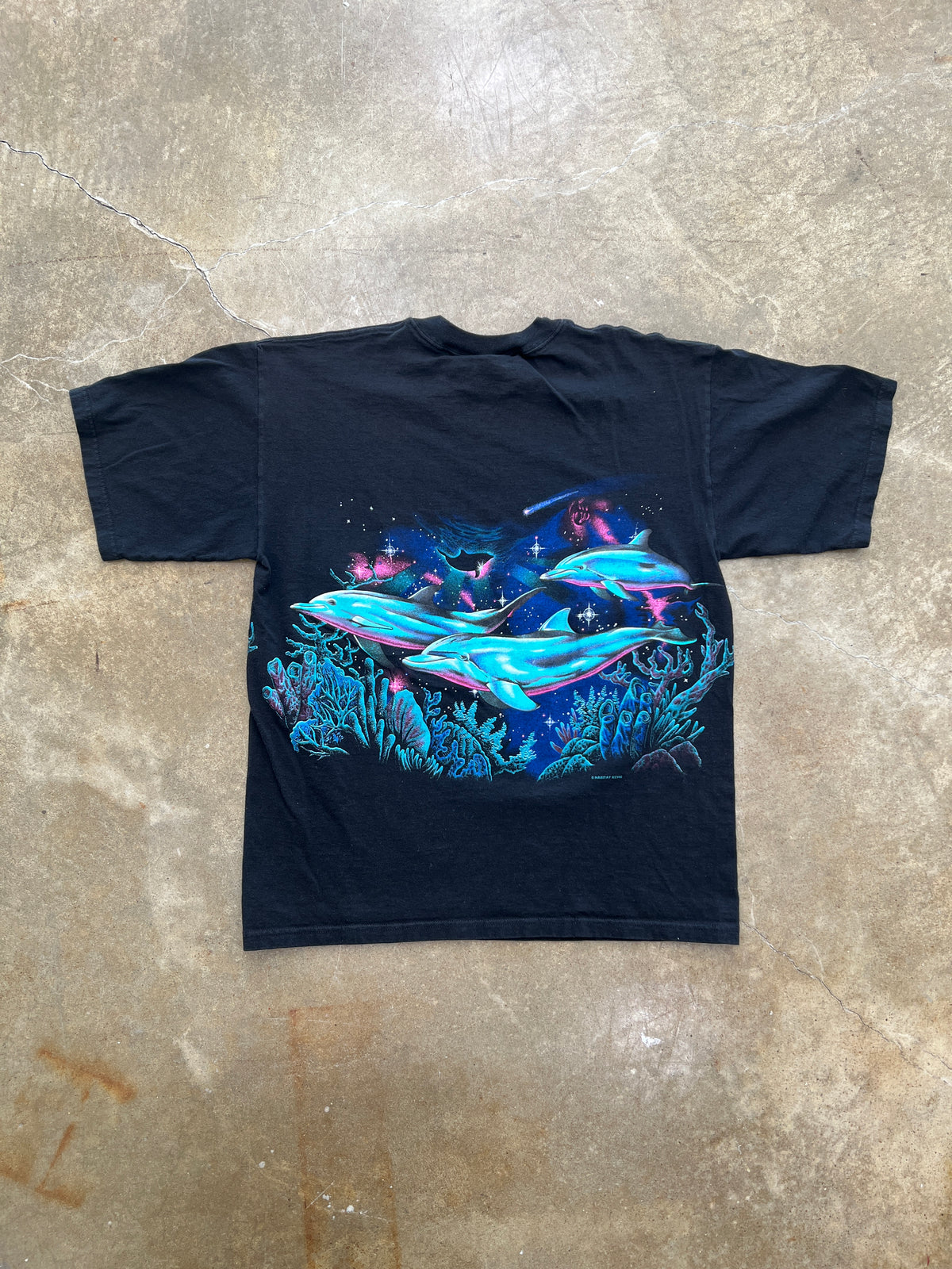 Cosmic Dolphins Coral Ocean Nature Tee Large