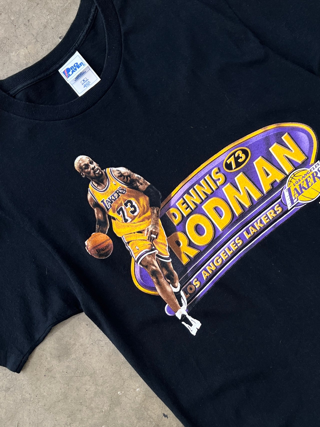 90s Pro Player Dennis Rodman LA Lakers Basketball Tee