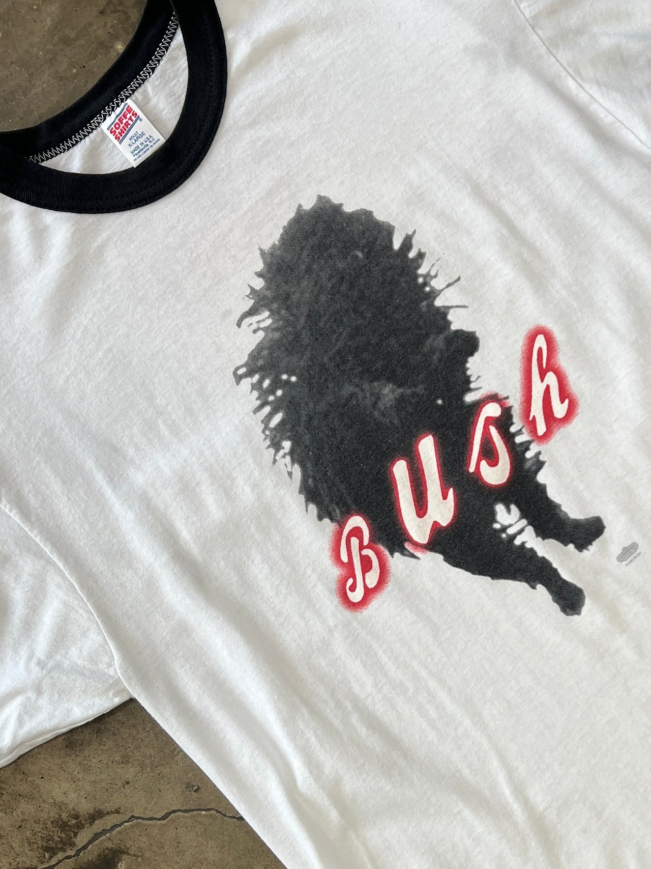 1995 Bush Black Dog US America Ringer Tee