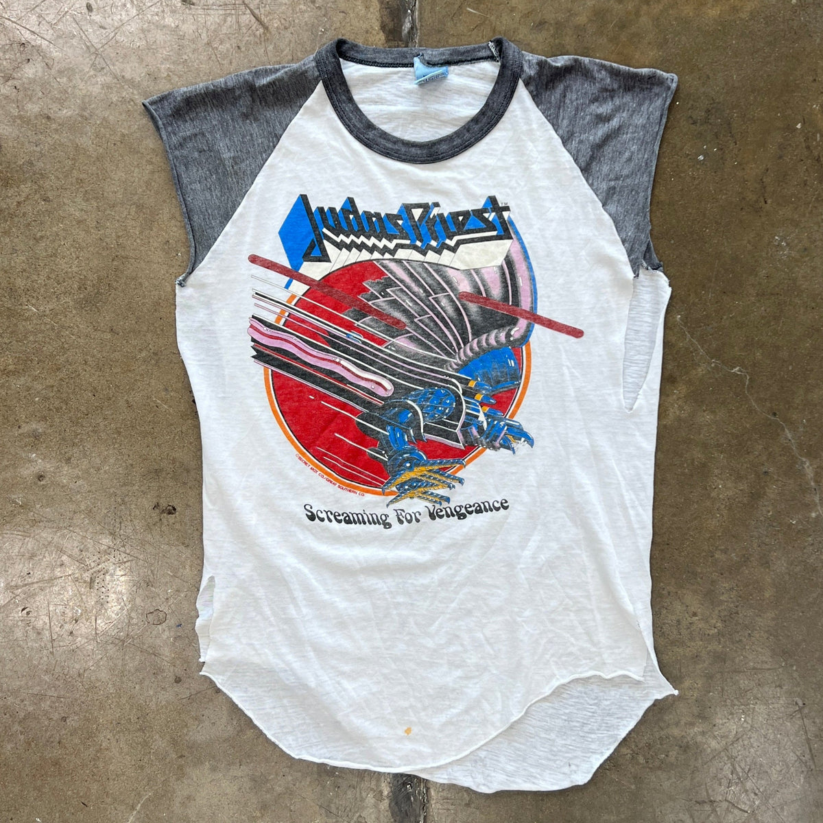 80s Judas Priest Screaming for Vengeance Sleeveless Raglan Band Tee