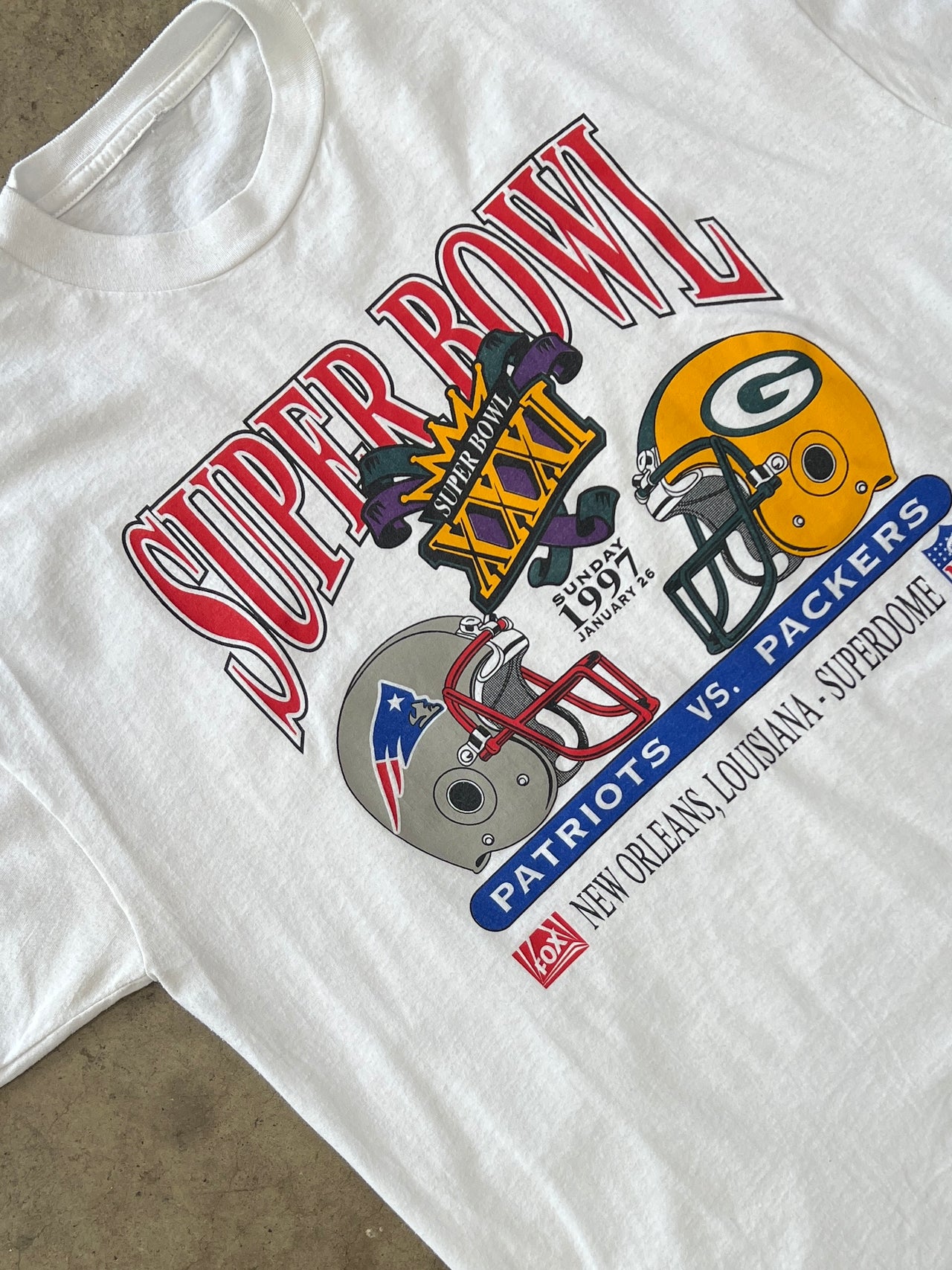 1997 NFL Super Bowl XXXI Patriots Green Bay Packers Tee