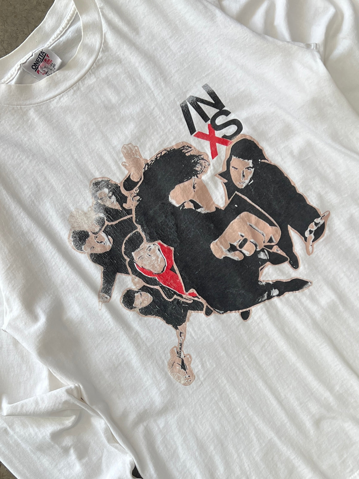 90s INXS Band Member Parking Lot Boot Tee Oneita