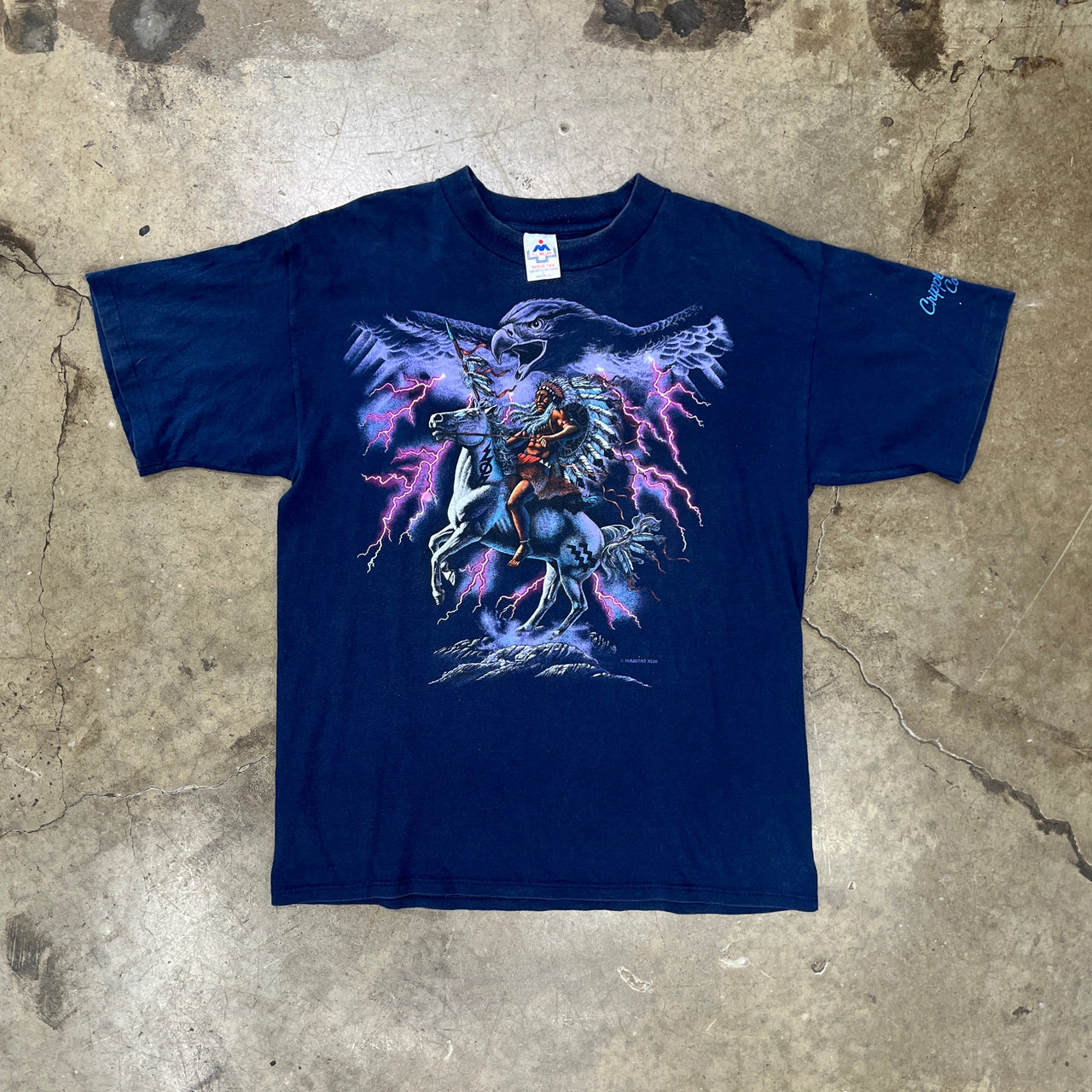 90s Native American Eagle Horde Nature Lightning Tee Single Stitch