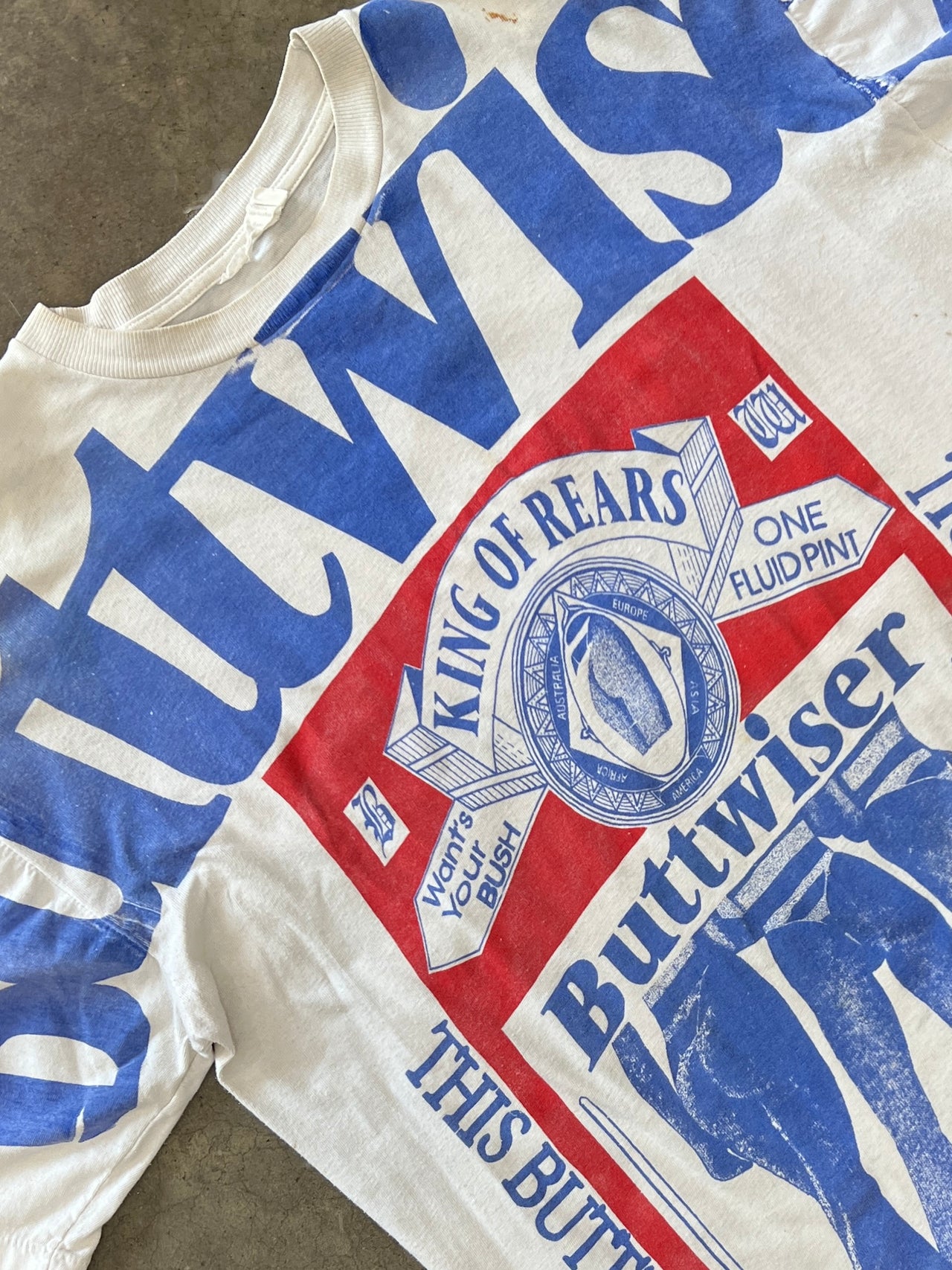AOP Budweiser Parody Buttwiser Beer Single Stitch Tee