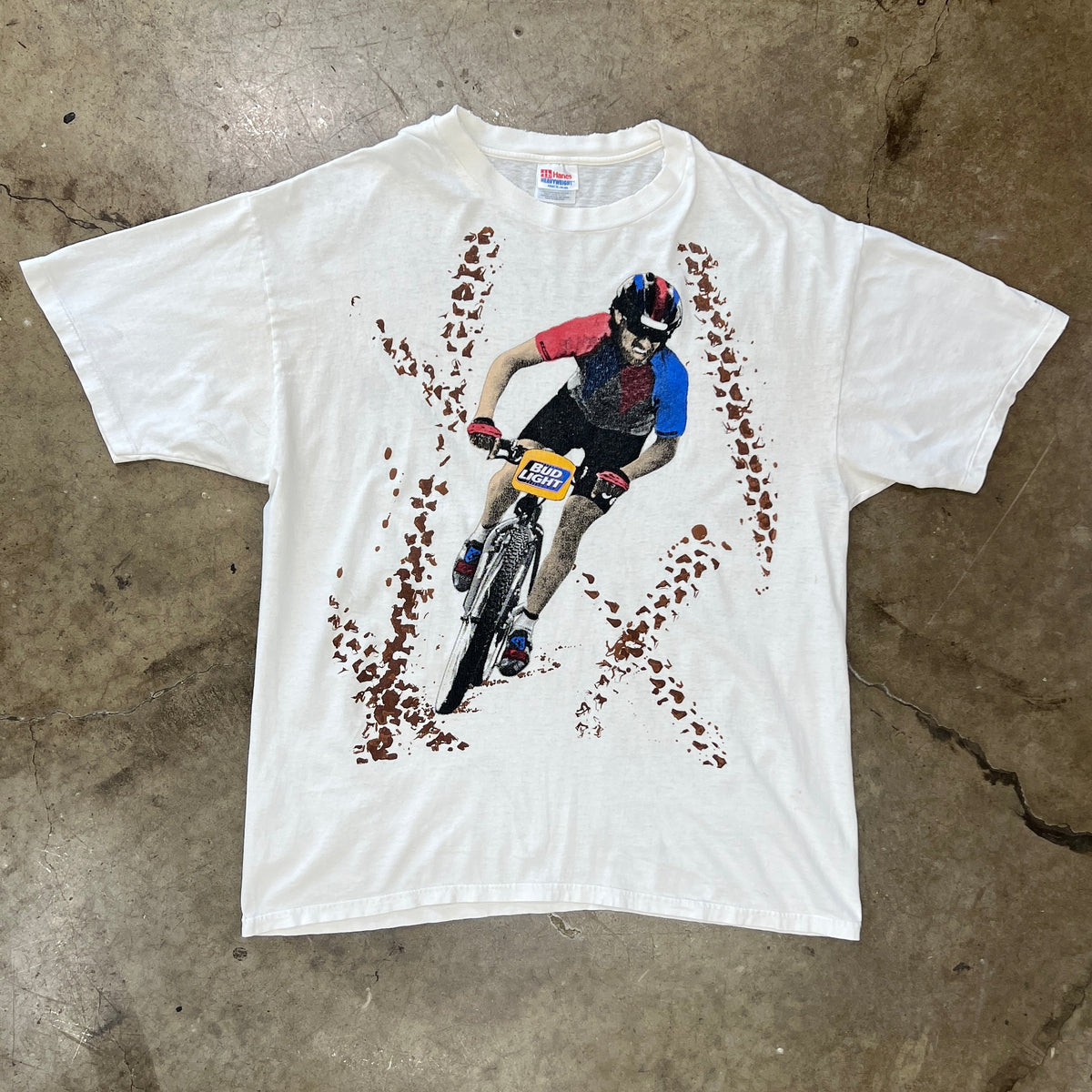 90s Bud Light Cyclist Mud Sweat Gears Beer Single Stitch Tee