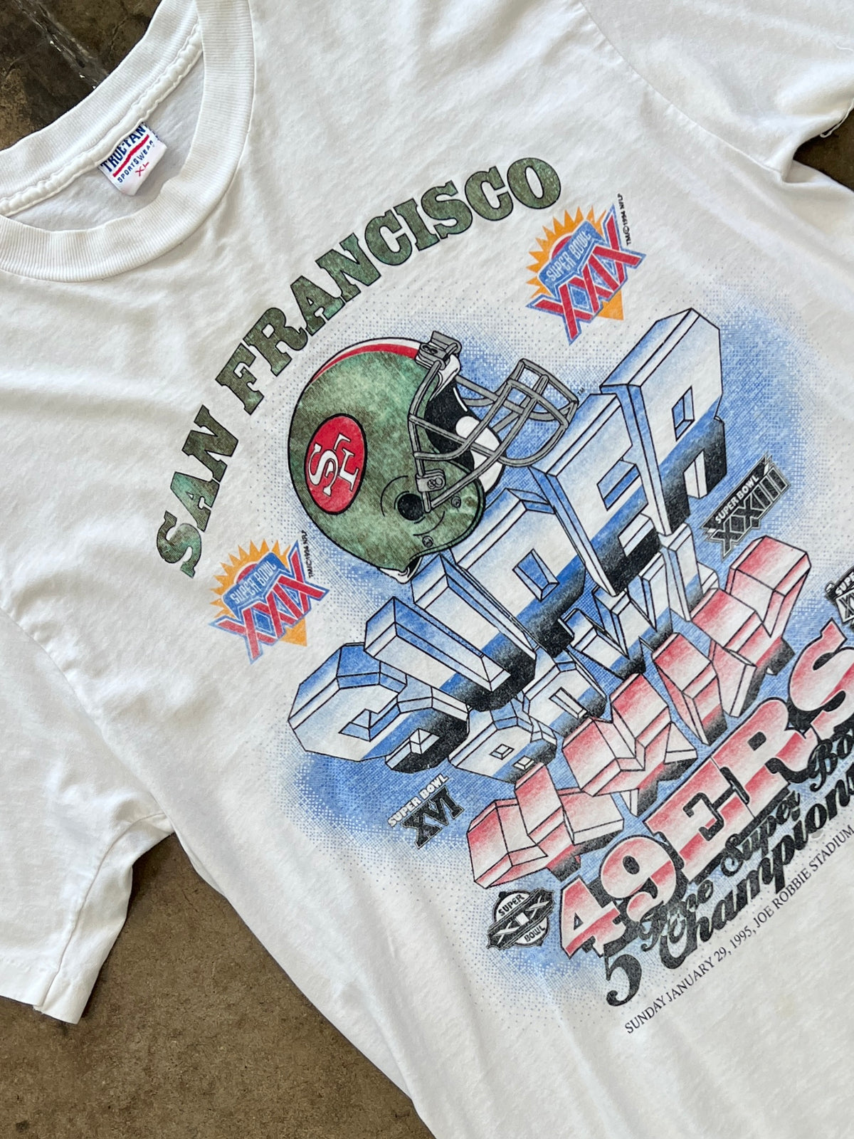 1990 San Francisco 49ers Super Bowl XXIV 5 Time Champ Football Tee
